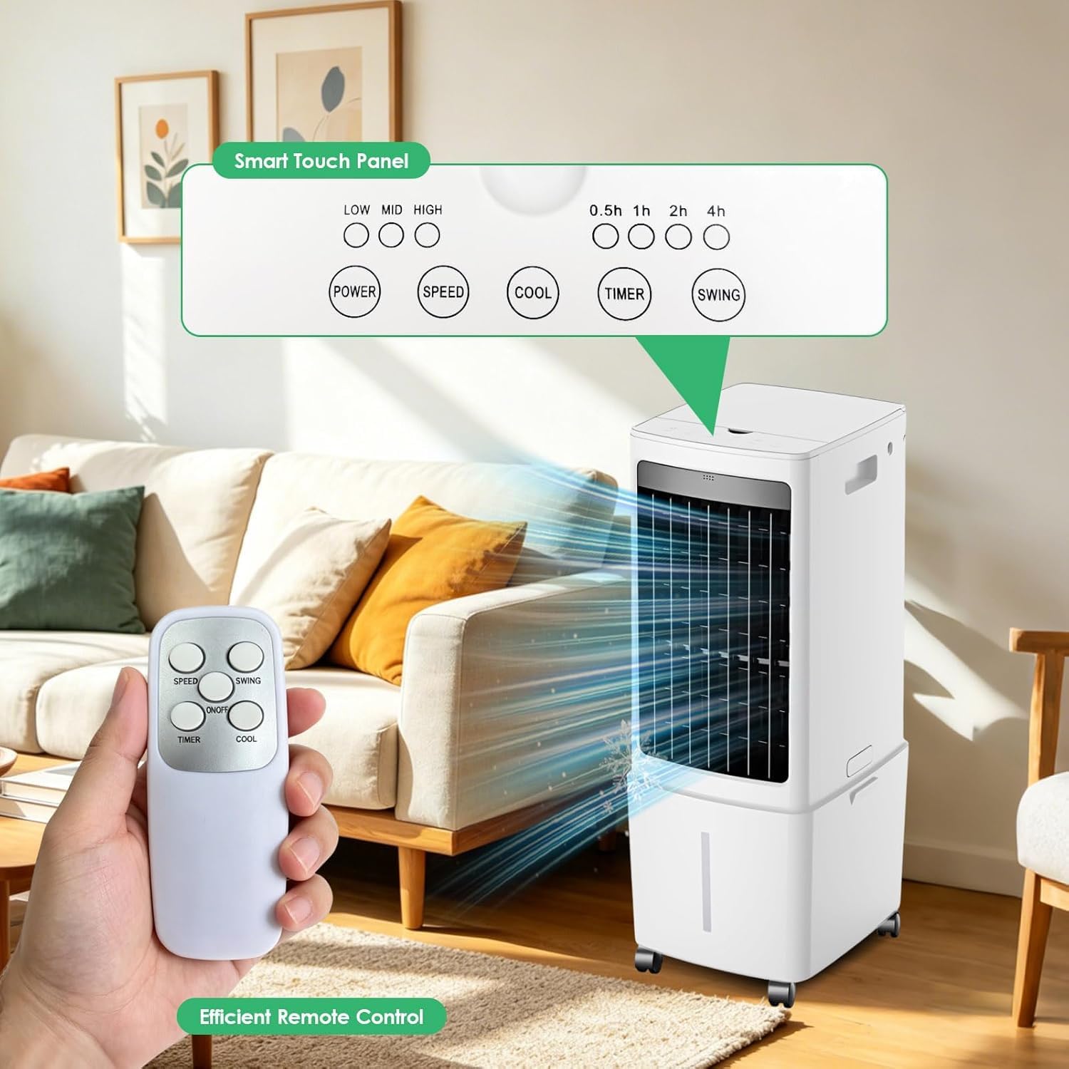 GENERIC Refroidisseur De Marais – Refroidisseur Par évaporation De 4 000 CFM, Réservoir De 3 Litres, 3 Modes, Télécommande, Minuterie Pour Chambre, Maison, Bureau