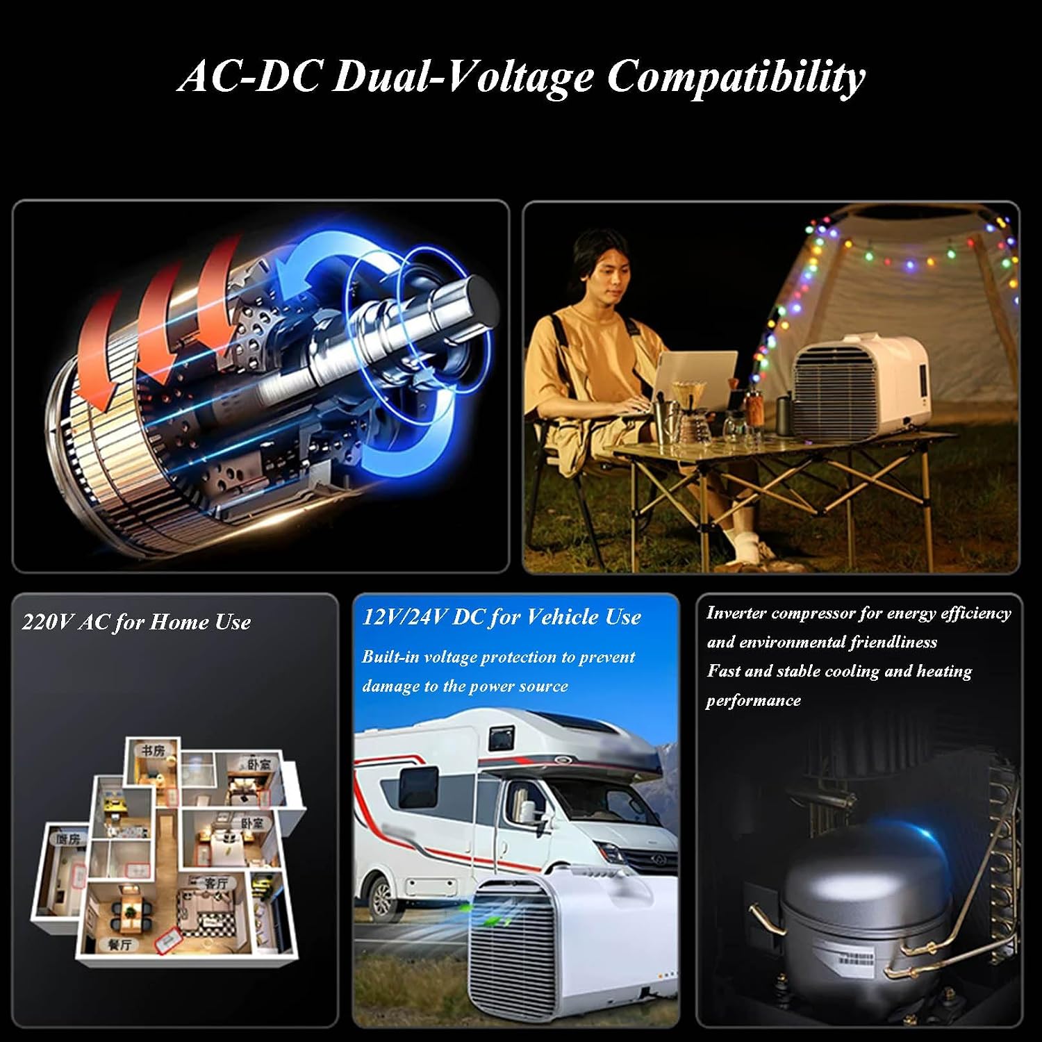 GENERIC Climatiseur, Ventilateur Personnel Compact Pour La Chambre Et Le Bureau, Rafraîchisseur D'air Portable Pour Le Camping, Le Camping-Car Et La Maison