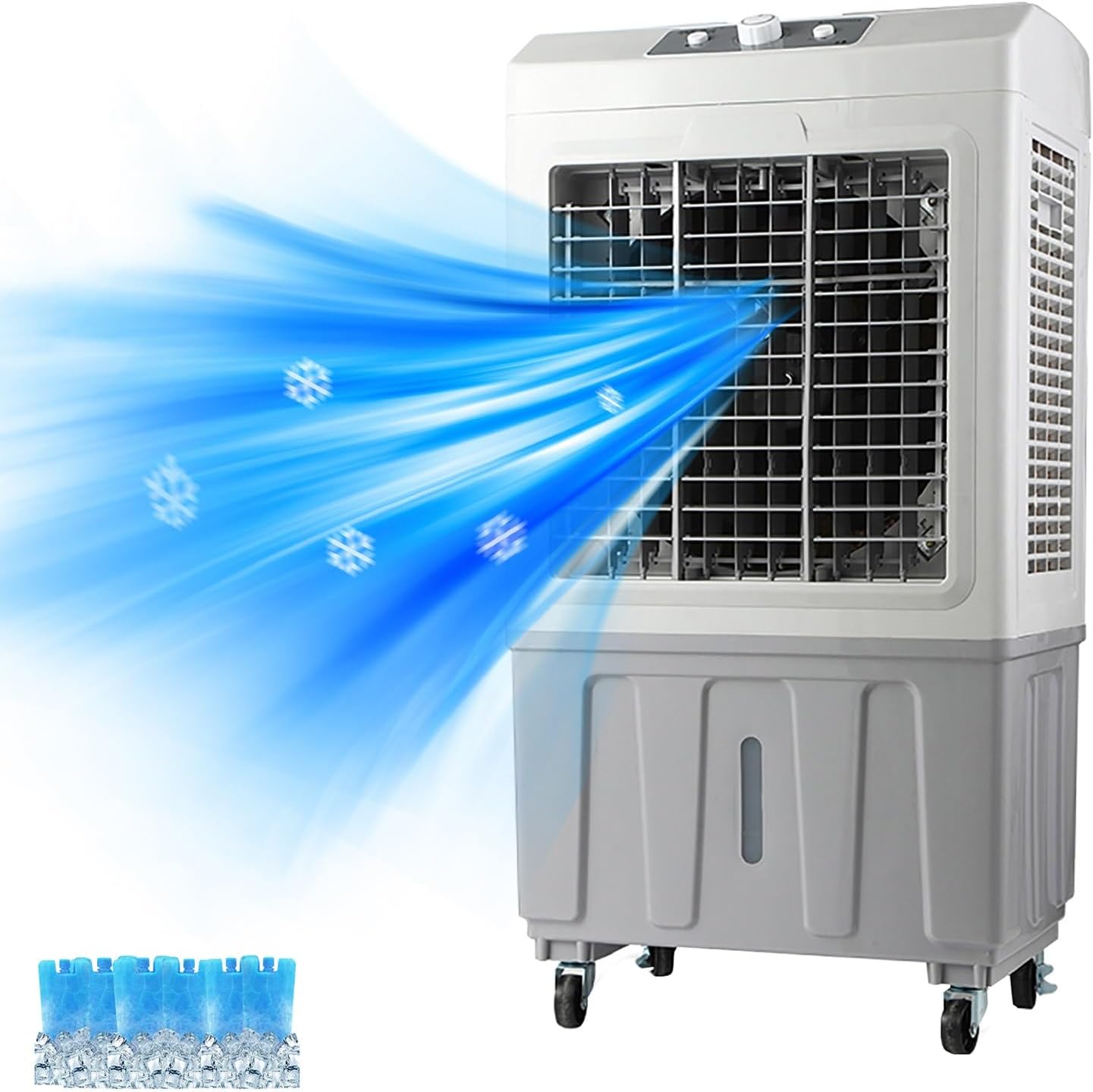 GENERIC Refroidisseur D'air Par évaporation, Refroidisseur De Marais Avec Oscillation à 120°, Ventilateur De Refroidissement Avec Réservoir De 50 L, Ventilateur De Refroidissement Extérieur, 3 Vitesses, 6