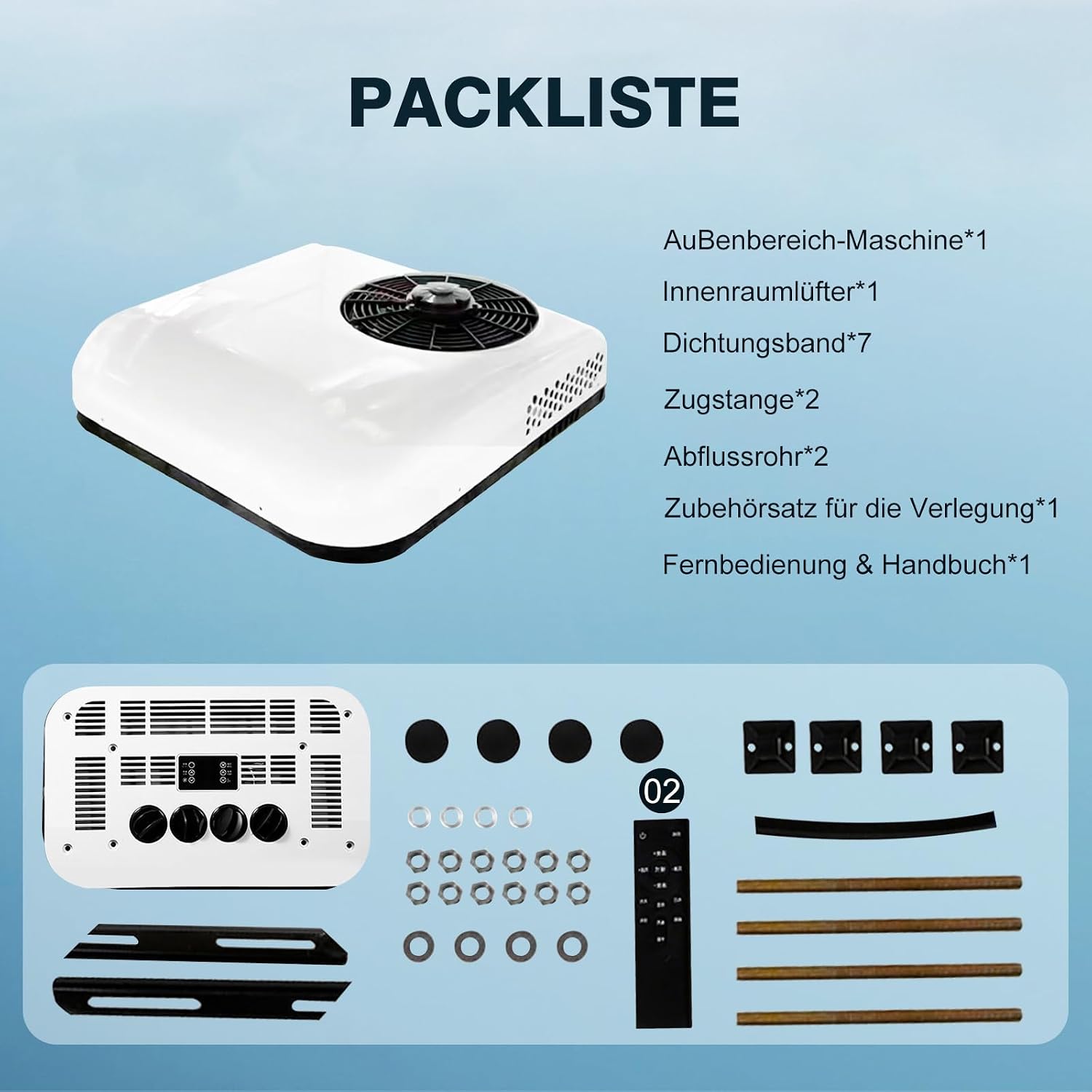  Climatiseur 12V DC/climatiseur De Toit Ultra-Mince Pour Voiture, Applicable Aux Monospaces, Véhicules, Maisons, Camions, Véhicules Agricoles, Excavateurs, Etc.