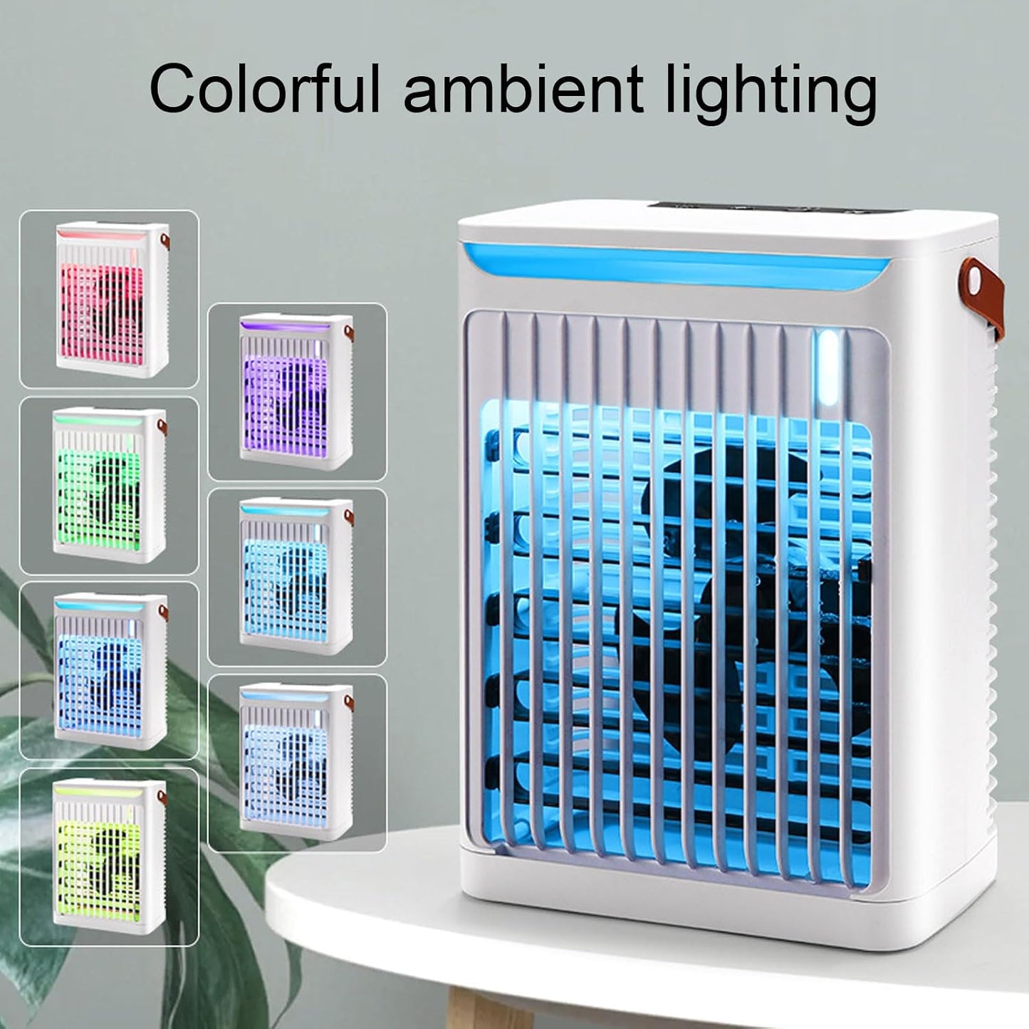  Climatiseur Portable Moteur Puissant 2 Modes De Brume De Refroidissement Ventilateur 5 Vitesses 7 LED Pour La Maison, Le Bureau, Le Dortoir, Le Camping Avec Réservoir De 680 Ml