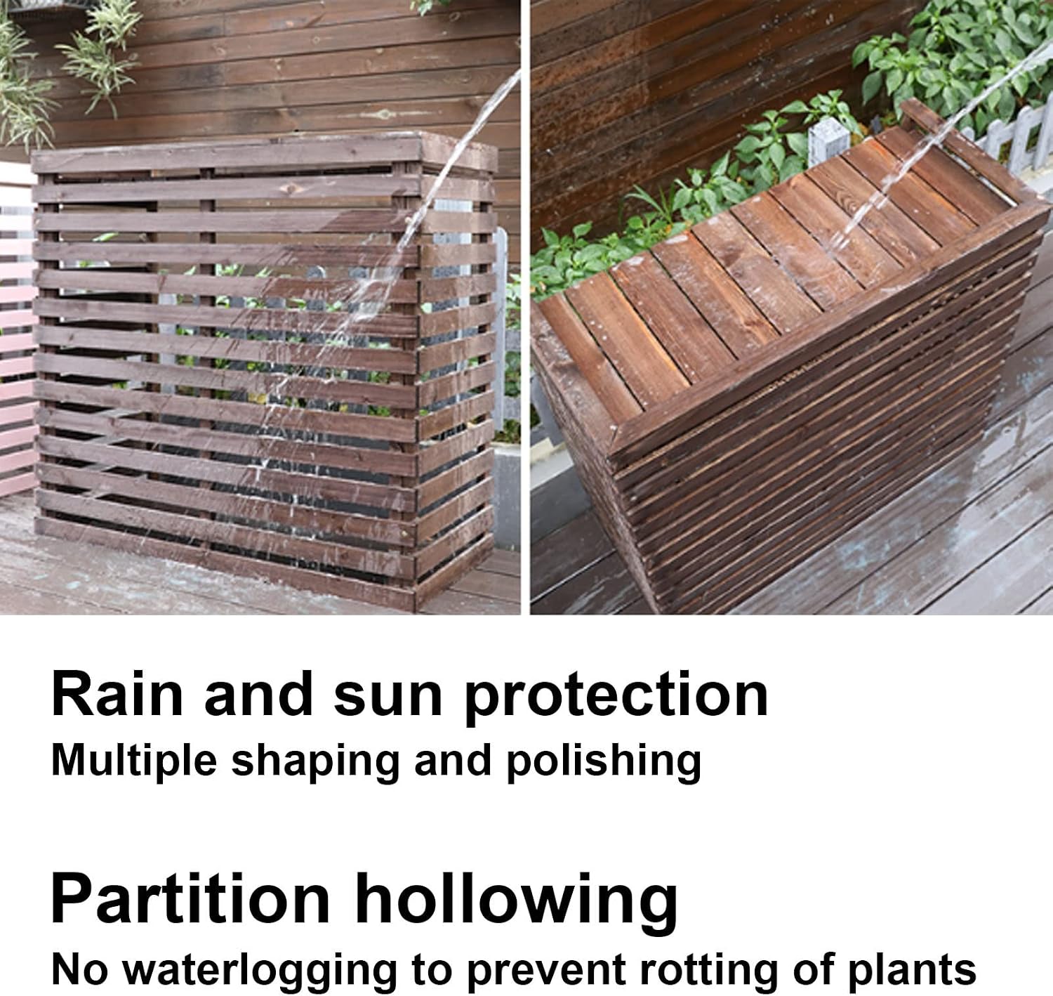 GENERIC Bonsai Design Housse En Bois Pour Climatiseur – Protection D'unité Extérieure | Cadre AC Polyvalent Pour Toutes Les Scènes | Design élégant En Maille Pour Une Utilisation Toute L'année