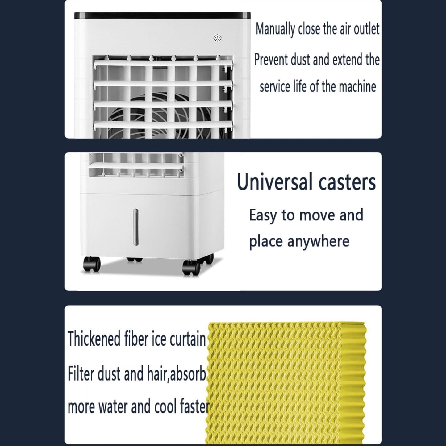  Climatiseur Portable, Rafraîchisseur D'air Par évaporation Avec Réservoir D'eau De 9 L Et 4 Compartiments à Glaçons, Oscillation à 90°, Ventilateur à 3 Vitesses Pour La Maison, Le Bureau Et Le Garag