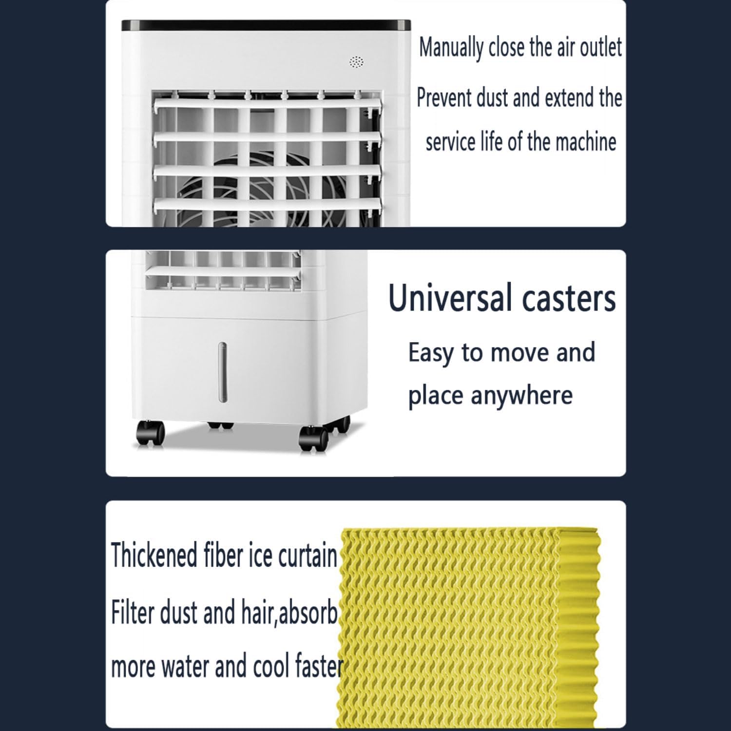 GENERIC Climatiseur Portable, Refroidisseur évaporatif Avec Réservoir D'eau 9L Et 4 Boîtes à Glace, Oscillation à 90 °, Ventilateur De Refroidissement à 3 Vitesses Pour La Maison, Bureau, Garage