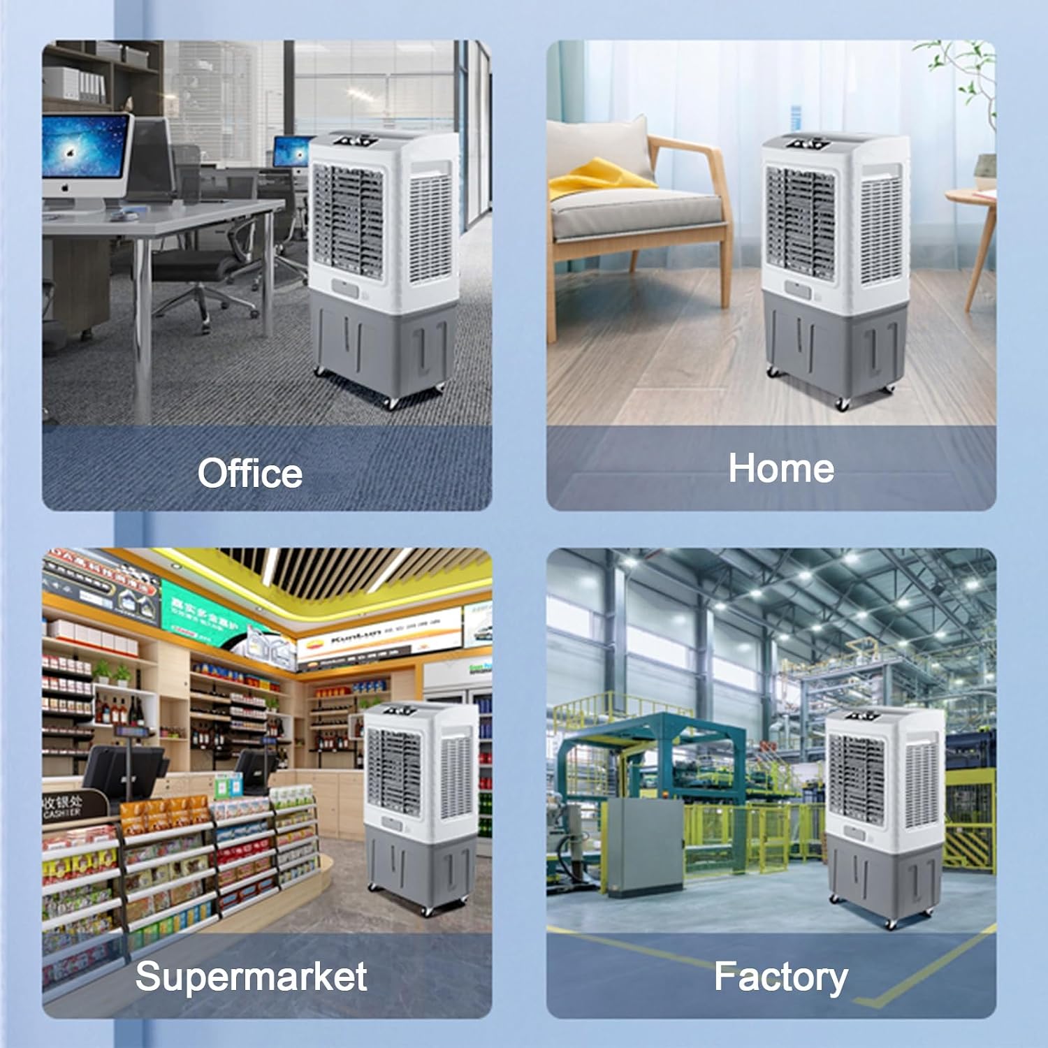 GENERIC Refroidisseur D'air Par évaporation, 1800 CFM, Avec 4 Glacières, Grand Réservoir, Oscillation à 120°, 3 Vitesses, Télécommande, Ventilateur 3 En 1 Pour Extérieur, Bureau, Maison