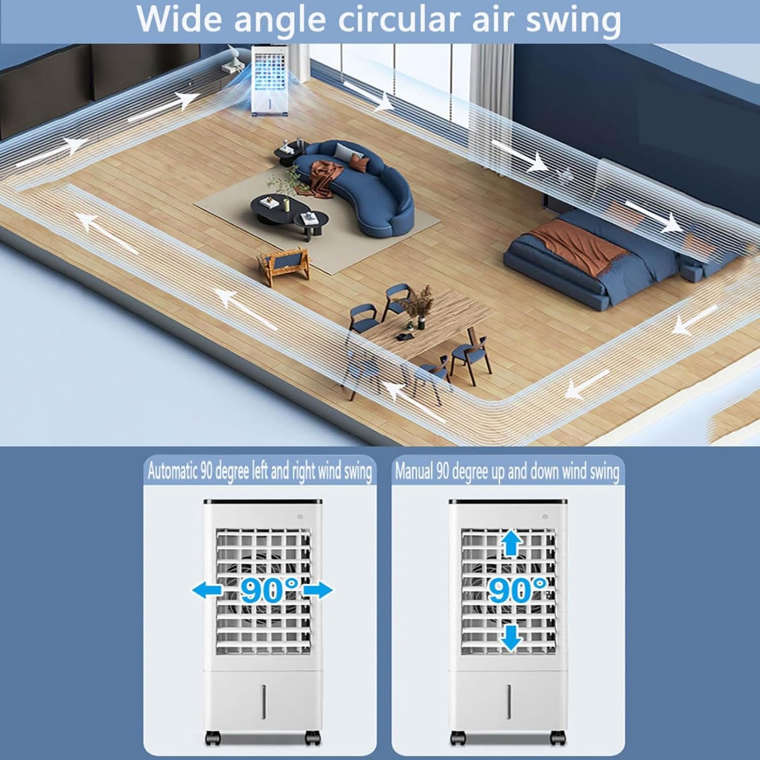  Climatiseur Portable Sans Conduit Avec Réservoir D'eau De 9 L, Télécommande, Minuterie 15 H, Arrêt Automatique, Ventilateur à 3 Vitesses Pour Chambre, Bureau, Maison