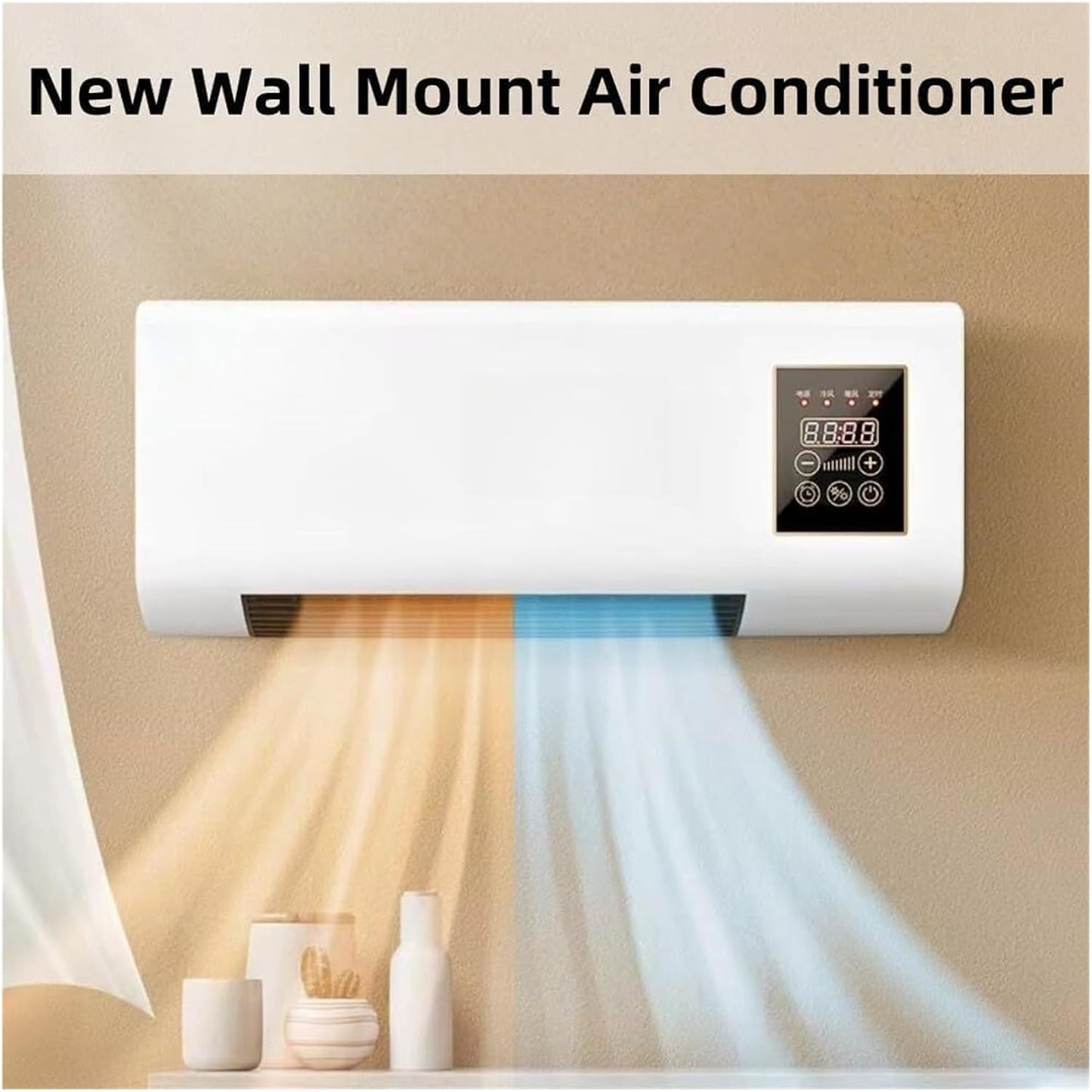  Air Conditionérateur Mur Et Table, Chauffage Refroidissement 60W, Calme <45dB, Télécommande, Compact Pour Chambre De Bureau, Efficacité énergétique, Flux D'air Chaud Et Froid, Facile à Installer