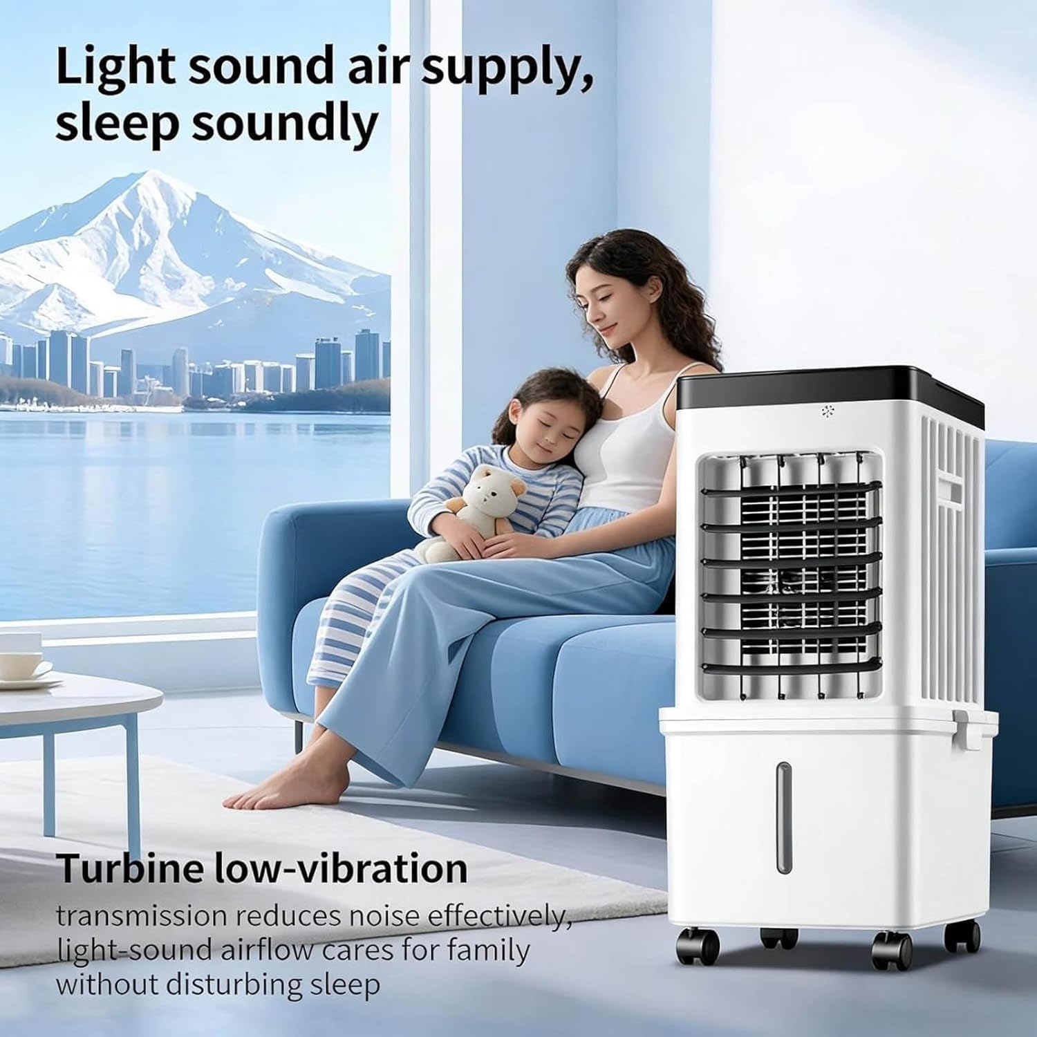 GENERIC Ventilateur De Climatiseur Portable, Ventilateur De Refroidisseur D'air évaporatif Avec 3 Vitesses, Ventilateur à Faible énergie D'économie D'espace 10L Avec Roues Pour Le Bureau à Domicile Et La Cham