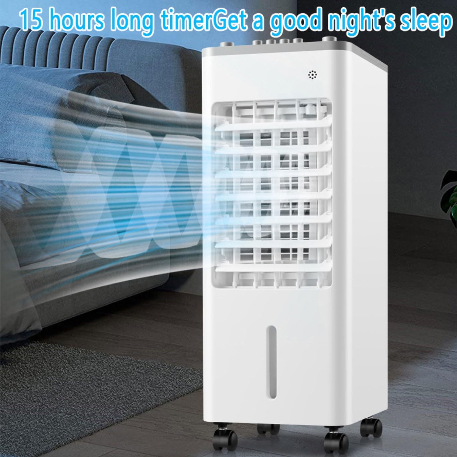 GENERIC Refroidisseur D'air évaporatif Portable Avec Affichage LED, Ventilateur De Pack De Glace De Réservoir De 9L, Humidificateur Silencieux De 3 Vitesses De Minuterie De 8H Pour La Chambre De Bureau à Domi
