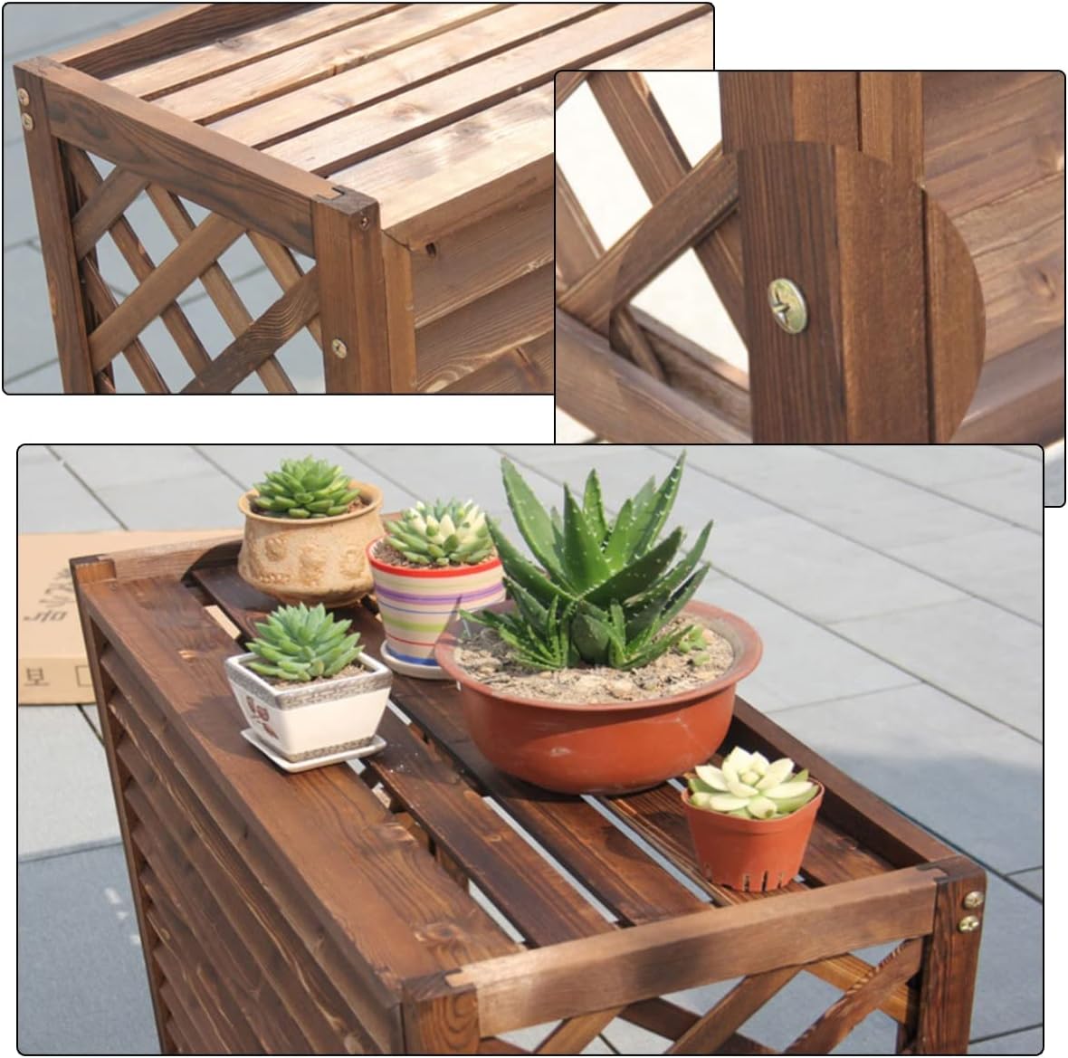  Housse De Climatiseur En Bois Pour Extérieur, Volets Décoratifs Et Grilles De Protection, Support De Fleur Pour Unité AC, Clôture Résistante Aux Intempéries (taille : 105 X 47 X 100 Cm)