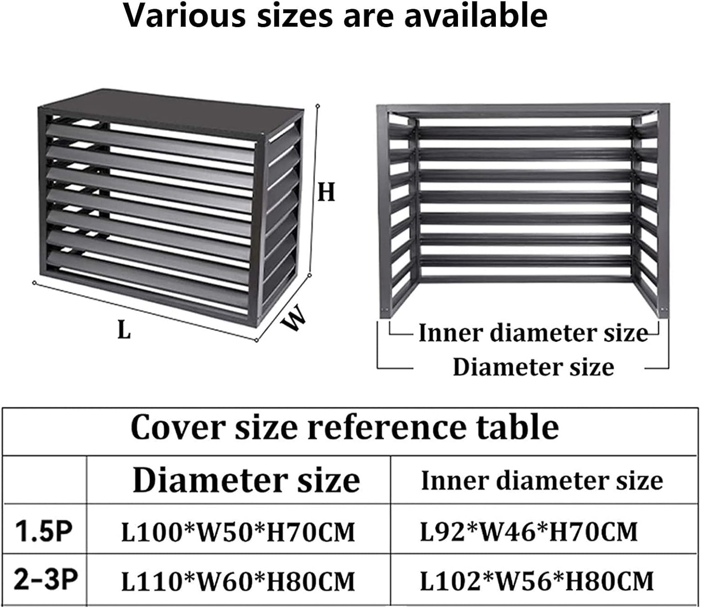 GENERIC Housse Robuste En Aluminium Pour Climatiseur – Clôture D'intimité Extérieure Avec Persiennes Pour Balcon Et Jardin – Blanc 4 Côtés Dimensions : 110 X 80 X 60 Cm