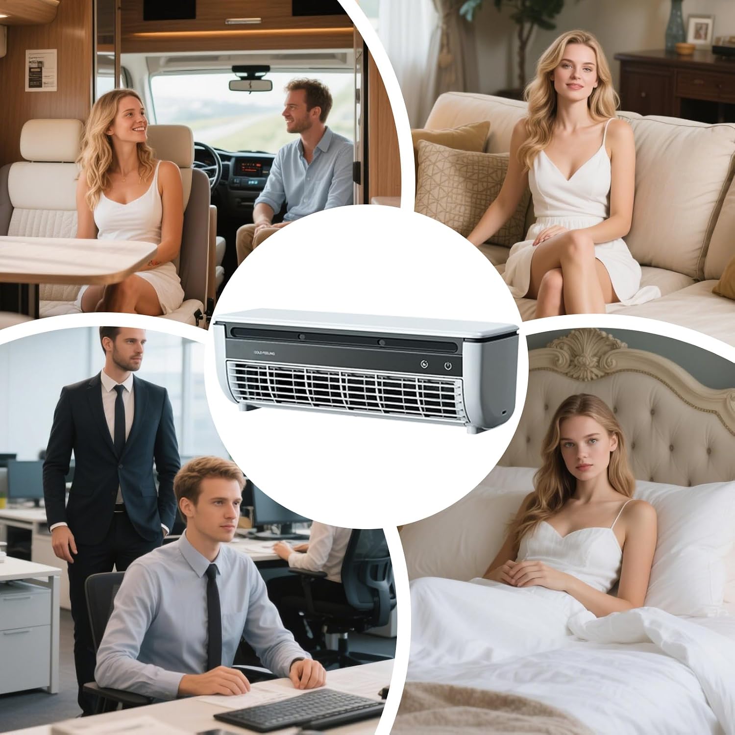  Ventilateur Climatiseur,Ventilateur D'Air Frais Pour Chambre | Rafraîchisseur D'Espace à Trois Vitesses Avec Recharge Sans Fil Pour Intérieur Extérieur Salle De Bains
