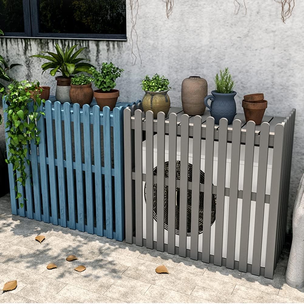 GENERIC Housse De Climatiseur Extérieur – Clôture En Bois Pour Climatiseurs Divisés 105 X 45 X 99 Cm – Gris – Résistante Aux Intempéries – Élégante Et Protection Pour Unités Extérieures