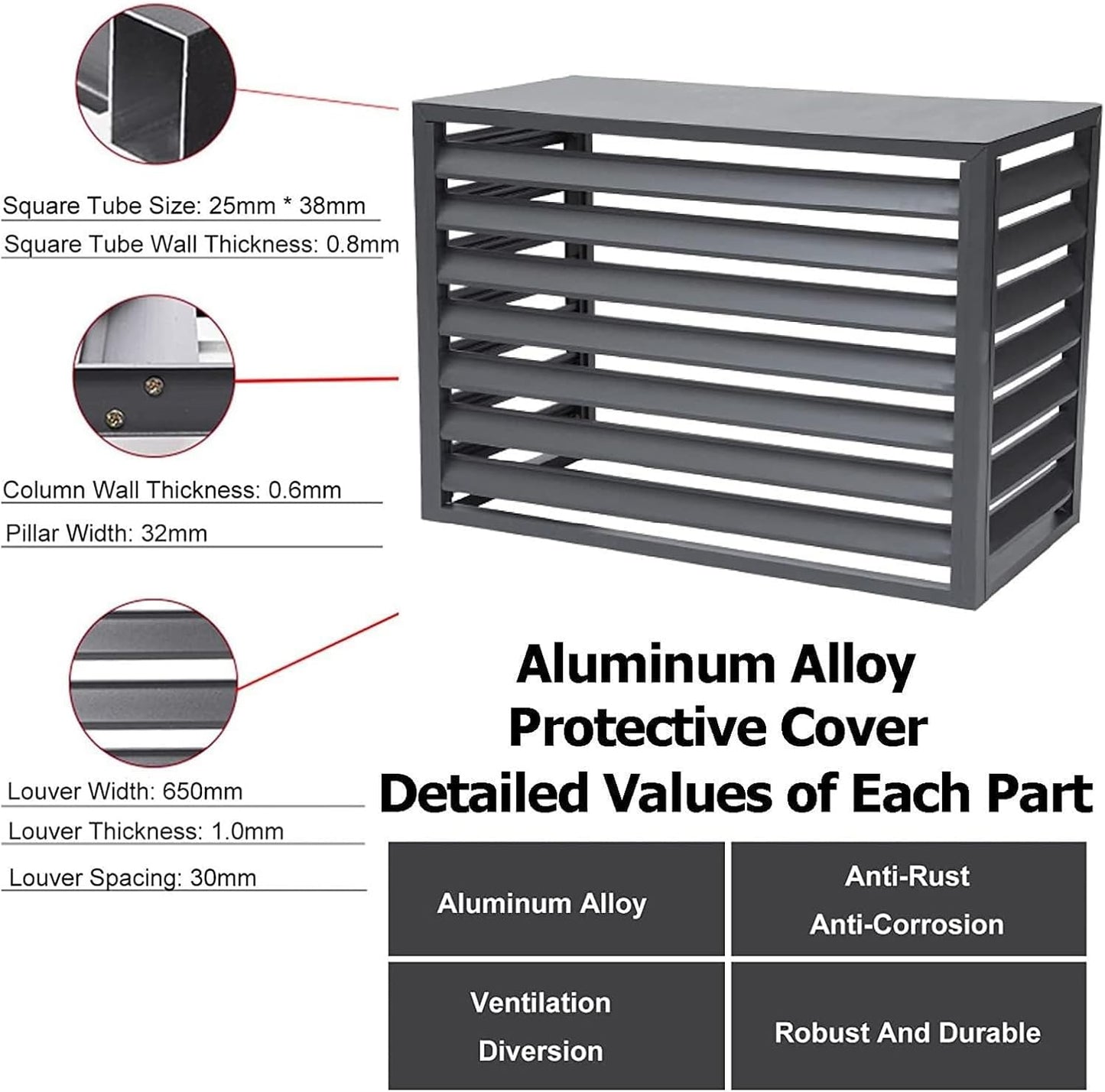 GENERIC Housse De Protection Extérieure En Aluminium Pour Climatiseurs Et Poubelles - Grilles De Protection Décoratives Pour Pompes à Chaleur, Climatiseurs Et Poubelles - Design élégant Et Résistant Aux