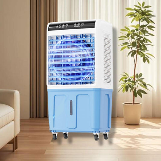  Refroidisseur D'air évaporateur Mobile Avec Grand Réservoir D'eau Et 3 Niveaux De Ventilateur, Oscillation à 120° Et Télécommande, Refroidissement Puissant Pour La Maison, Le Garage Et La Serre