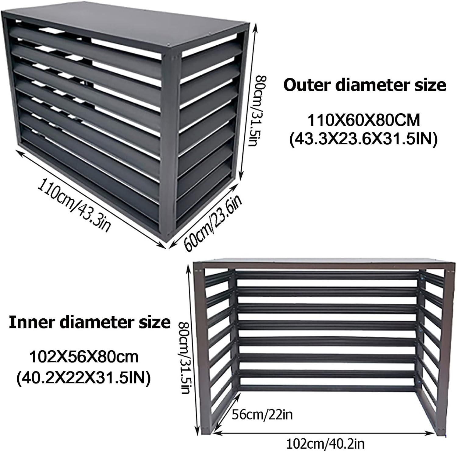 GENERIC Housse De Protection Extérieure En Aluminium Pour Climatiseurs Et Poubelles - Grilles De Protection Décoratives Pour Pompes à Chaleur, Climatiseurs Et Poubelles - Design élégant Et Résistant Aux
