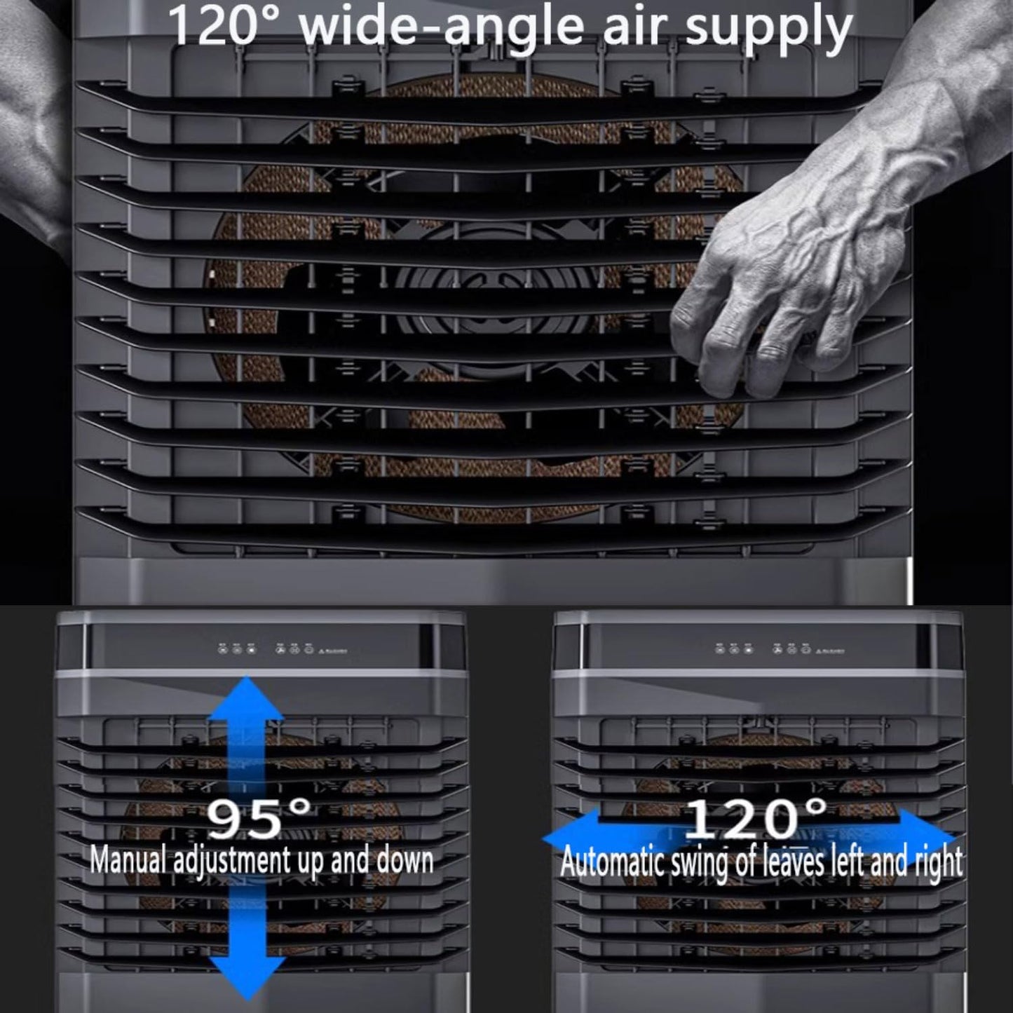 GENERIC Refroidisseur D'air Par évaporation Portable, Ventilateur à 3 Vitesses Avec Blocs De Glace, Oscillation à 120°, Silencieux, 36 DB, Mobile Pour Chambre à Coucher, Bureau, Maison