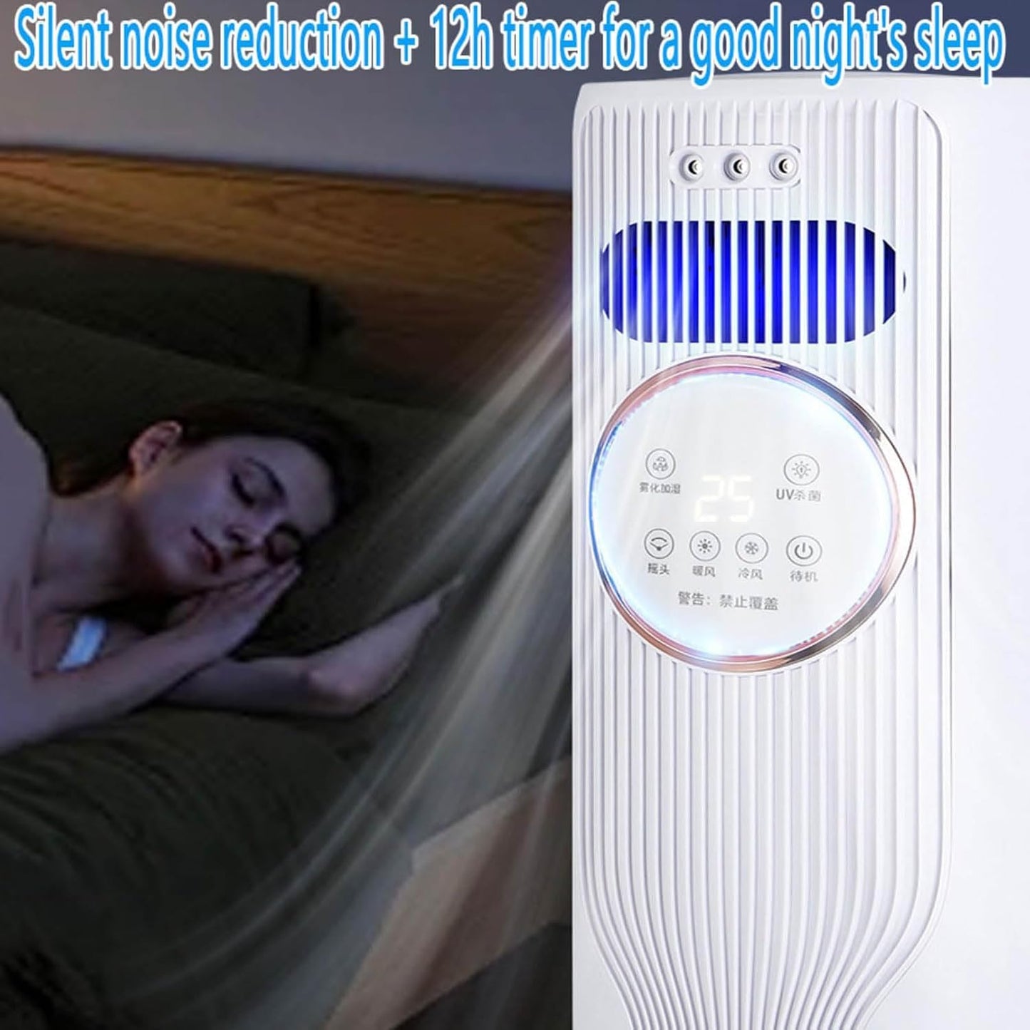 GENERIC Refroidisseur Par évaporation Portable Avec Télécommande, 4 Modes, 3 Vitesses, Minuterie 12 H, Réservoir De 1,2 L, Ventilateur Tour Silencieux Pour Chambre à Coucher Et Bureau