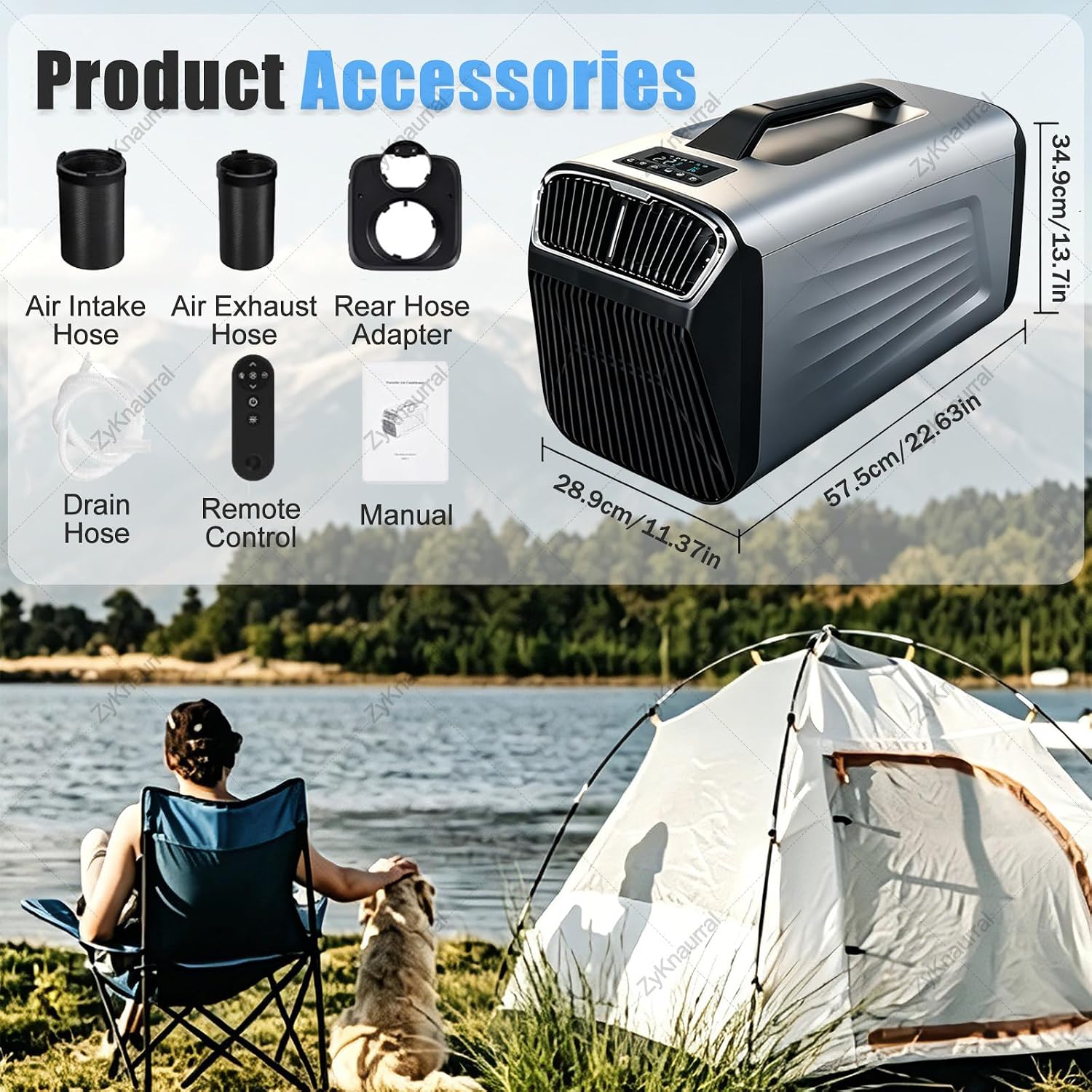  Climatiseur Mobile Pour Tente De Camping, Climatiseur Portable Basse Consommation Avec Déshumidification, Refroidissement Rapide, Pour Les Pique-Niques, Les Camions, Et Les Fourgonnettes. 24V/220V