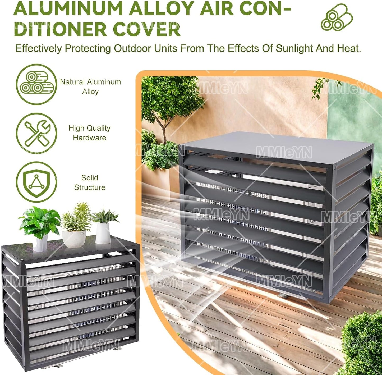 GENERIC Housse De Protection Multifonction Pour Climatiseur D'extérieur En Aluminium 100 X 50 X 70 Cm Avec Clôture D'intimité Et Rangement D'outils De Jardin (champagne)