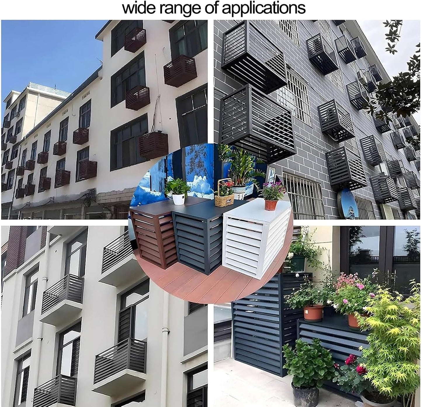 GENERIC Housse De Protection Pour Climatiseur Extérieur En Aluminium Pour Pompe à Chaleur 1,5P/2 ~ 3P/5P Unités Résistantes Aux Intempéries AC Clôture D'intimité Utilisation Extérieure Empêche Les Dommages Et