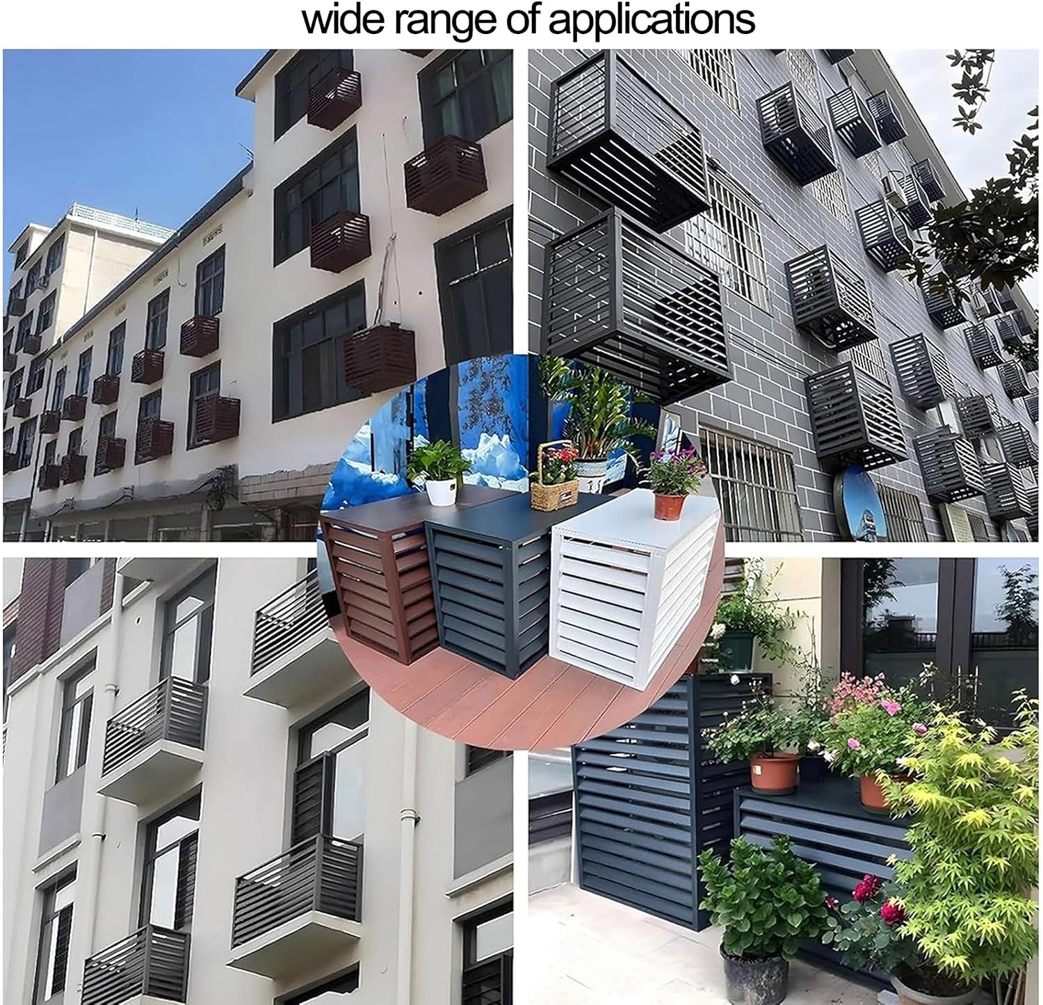 GENERIC Housse De Protection Pour Climatiseur Extérieur En Aluminium Pour Pompe à Chaleur 1,5P/2 ~ 3P/5P Unités Résistantes Aux Intempéries AC Clôture D'intimité Utilisation Extérieure Empêche Les Dommages Et
