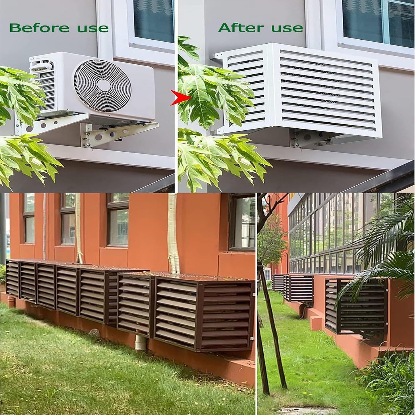 GENERIC Housse De Protection En Aluminium Pour Climatiseur Extérieur - Protection Contre Les Regards Indiscrets Pour Poubelle - Résistante Aux Intempéries - Convient Aux Unités Standard - Couleur Grise