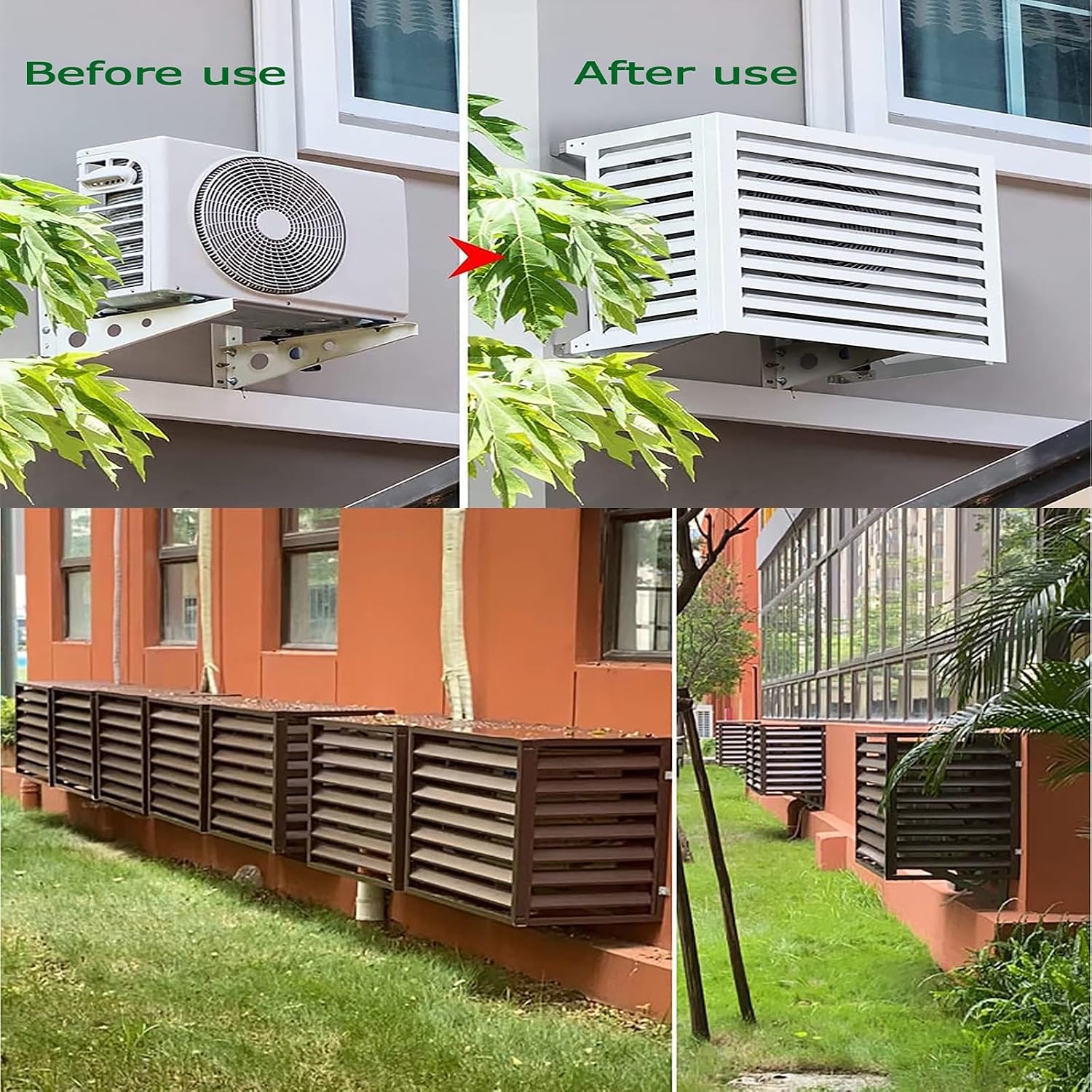 GENERIC Housse De Protection En Aluminium Pour Climatiseur Extérieur - Protection Contre Les Regards Indiscrets Pour Poubelle - Résistante Aux Intempéries - Convient Aux Unités Standard - Couleur Grise