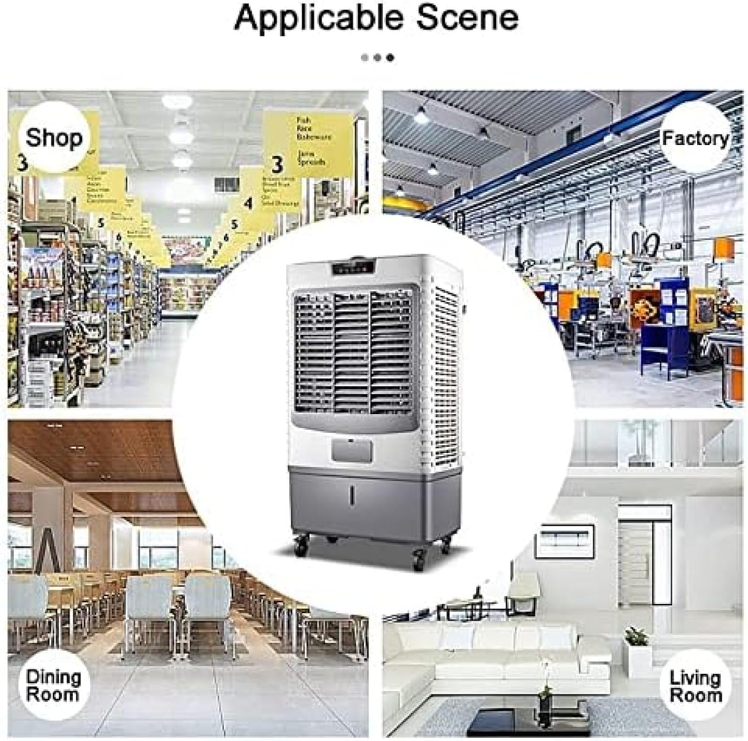 GENERIC Refroidisseur D'air évaporatif 55L Avec Packs De Glace, Humidificateur De Ventilateur De Tour Portable Pour Le Bureau à Domicile.Caractéristiques Grand Réservoir, 3 Vitesses Et Roulettes Pour Une Mobi
