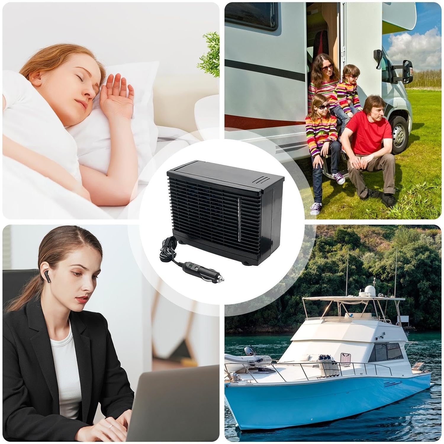  Ventilateur Rafraîchisseur D'air Portable Par évaporation, 12 V, Avec Réservoir D'eau. Climatiseur Personnel Silencieux Et Idéal Pour Voiture, Camion, Camping-car Et Bureau, 200x110x150 Mm