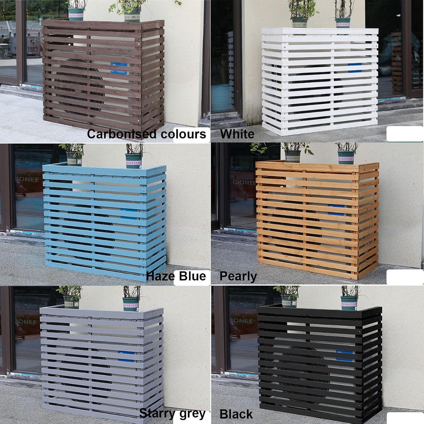 GENERIC Bonsai Design Housse En Bois Pour Climatiseur – Protection D'unité Extérieure | Cadre AC Polyvalent Pour Toutes Les Scènes | Design élégant En Maille Pour Une Utilisation Toute L'année