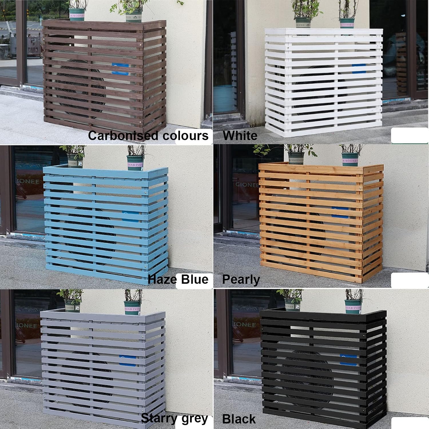 GENERIC Bonsai Design Housse En Bois Pour Climatiseur – Protection D'unité Extérieure | Cadre AC Polyvalent Pour Toutes Les Scènes | Design élégant En Maille Pour Une Utilisation Toute L'année