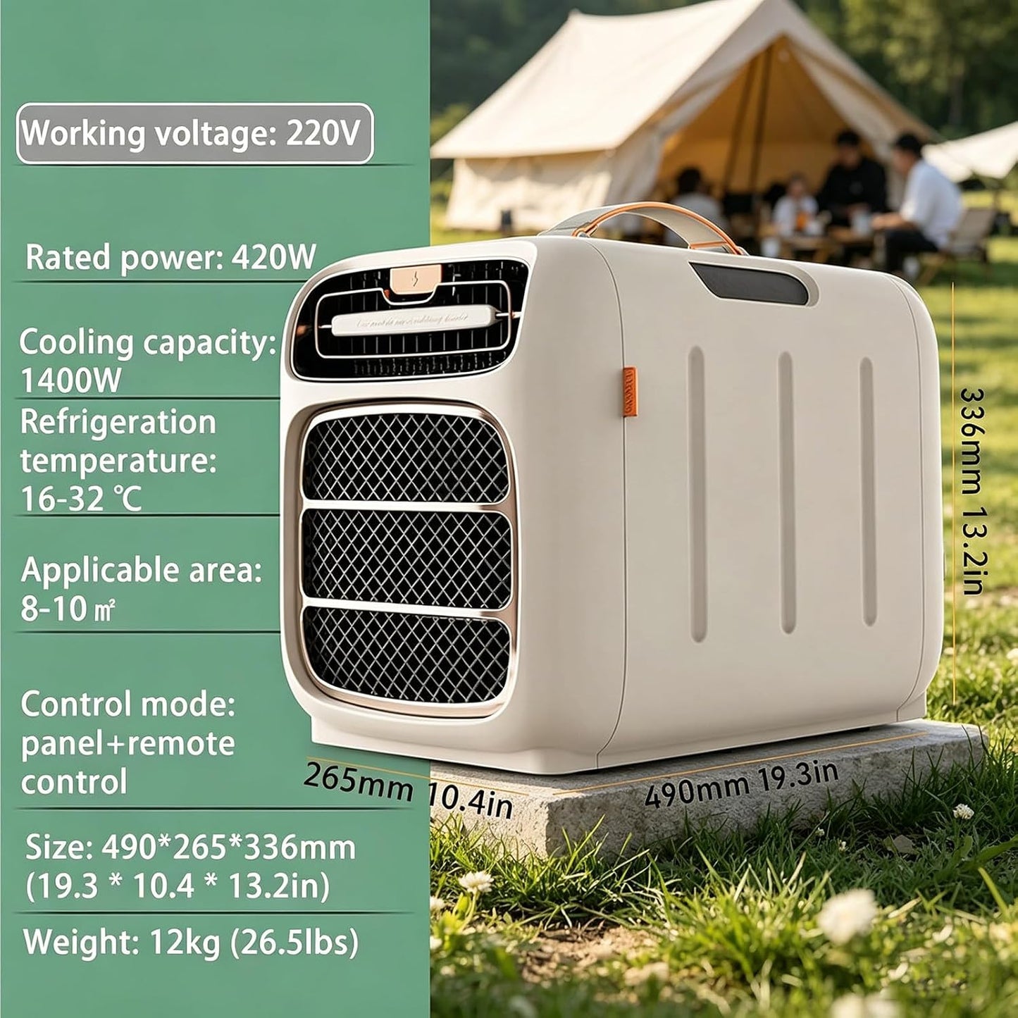 GENERIC Unité De Climatisation Portable Pour Camping RV, 500W Refroidissement Et Chauffage, Fonctionnement Silencieux Sous 42dB, Télécommande, Idéal Pour Les Tentes Petites Chambres, Réglage Rapide De La Temp