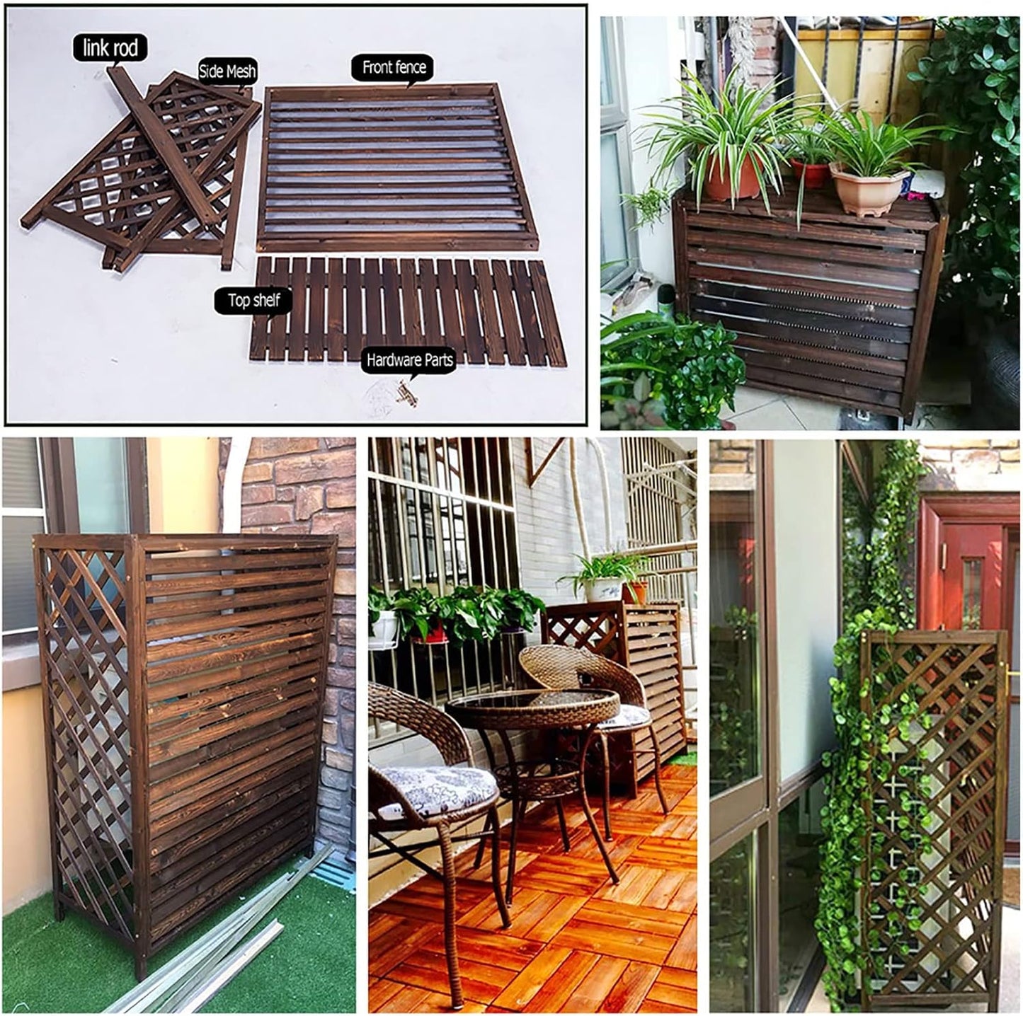  Housse De Protection Pour Climatiseur Extérieur – Clôture En Bois Et Support De Fleurs En Bois Massif Pour Climatisation Extérieure