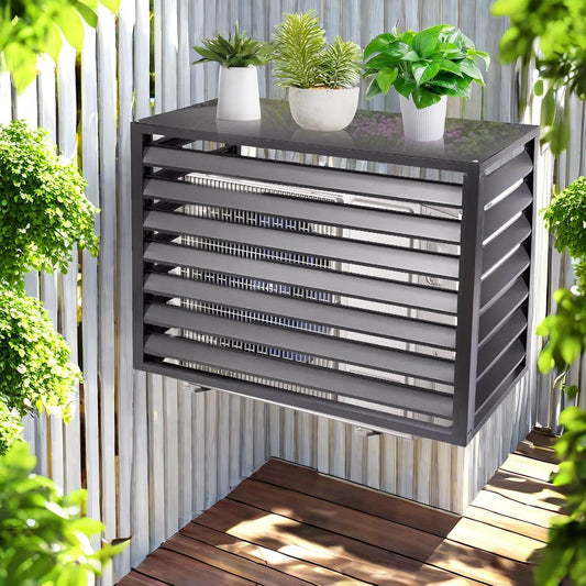 GENERIC Housse De Protection En Aluminium Pour Climatiseur D'extérieur – Écran De Clôture AC Résistant Aux Intempéries Et Bouclier De Protection Contre Le Condensateur – Assemblage Et Conception Faciles Pour