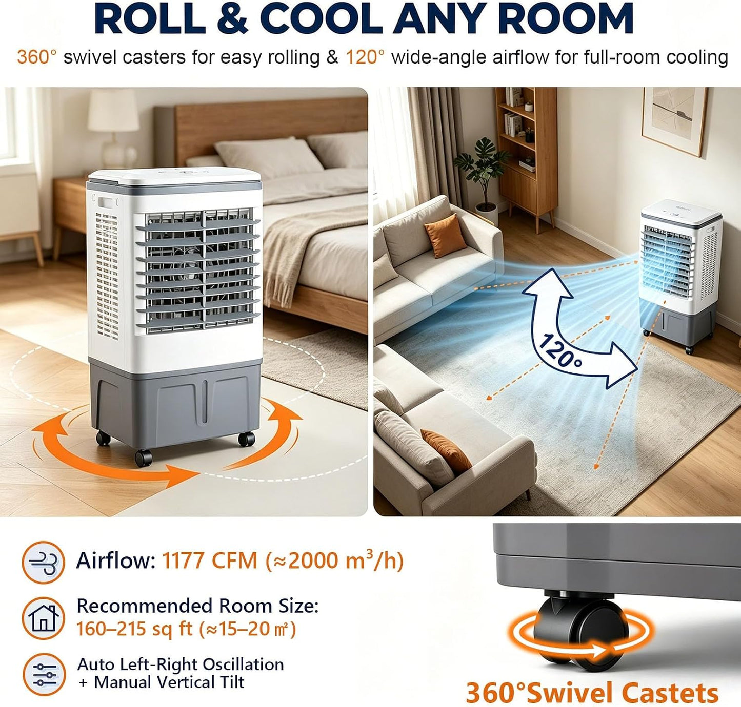 GENERIC 3 En 1 Ventilateur De Refroidissement à Air évaporatif Portable Avec Télécommande, Humidificateur De Brive De Réservoir De 20L Pour Le Bureau De Chambre, Unité De Refroidissement Silencieuse Avec Paqu