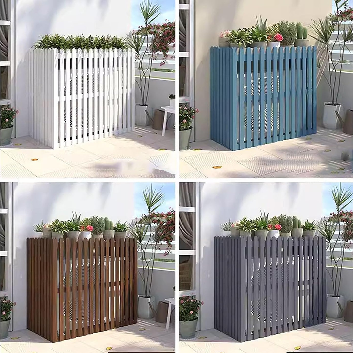  Housse De Protection En Bois Pour Climatiseur Extérieur - Pour Pompe à Chaleur Et Climatisation - Gris - Dimensions : 105 X 50 X 95 Cm - Protection Contre Les Intempéries Pour Unités Extérieures