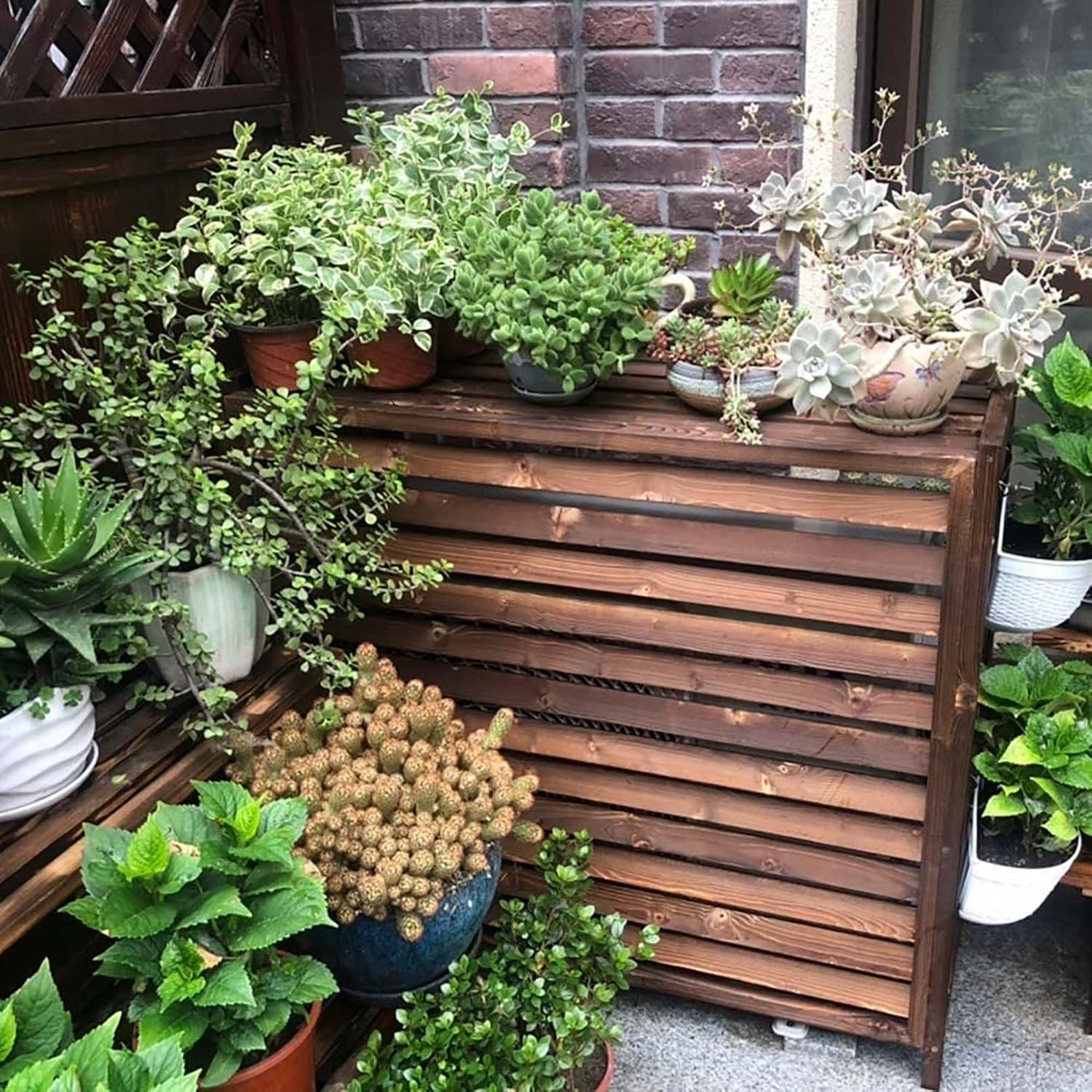  Housse De Protection Pour Climatiseur Extérieur – Clôture En Bois Et Support De Fleurs En Bois Massif Pour Climatisation Extérieure