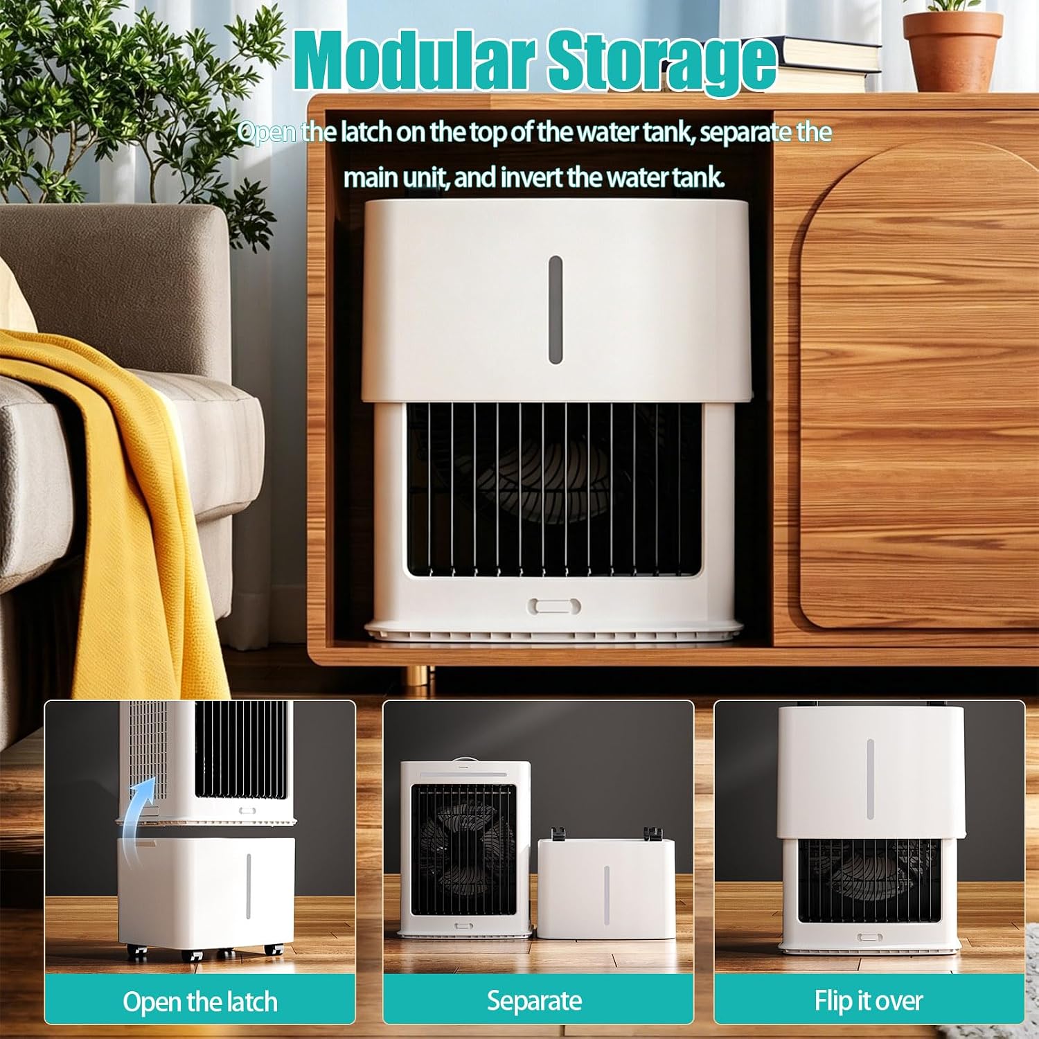 Rafraîchisseur D'air Évaporatif 12L (Alternative Climatiseur Mobile Sans Évacuation), 800 M³/h Puissant Portable, 3-en-1 Ventilateur & Humidificateur Avec Télécommande, Minuteur 12H, 6 Pains De Glace