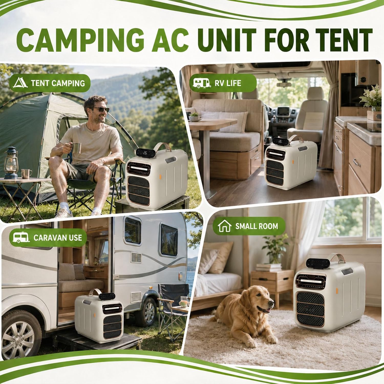  Climatiseur De Voyage Portable,Climatiseur Mobile De 4700 Btu,Unité De Climatisation De Camping Avec Conception À Auto-Évaporation,Flux D'air Silencieux De 45Db,Télécommande Cooling+Heating