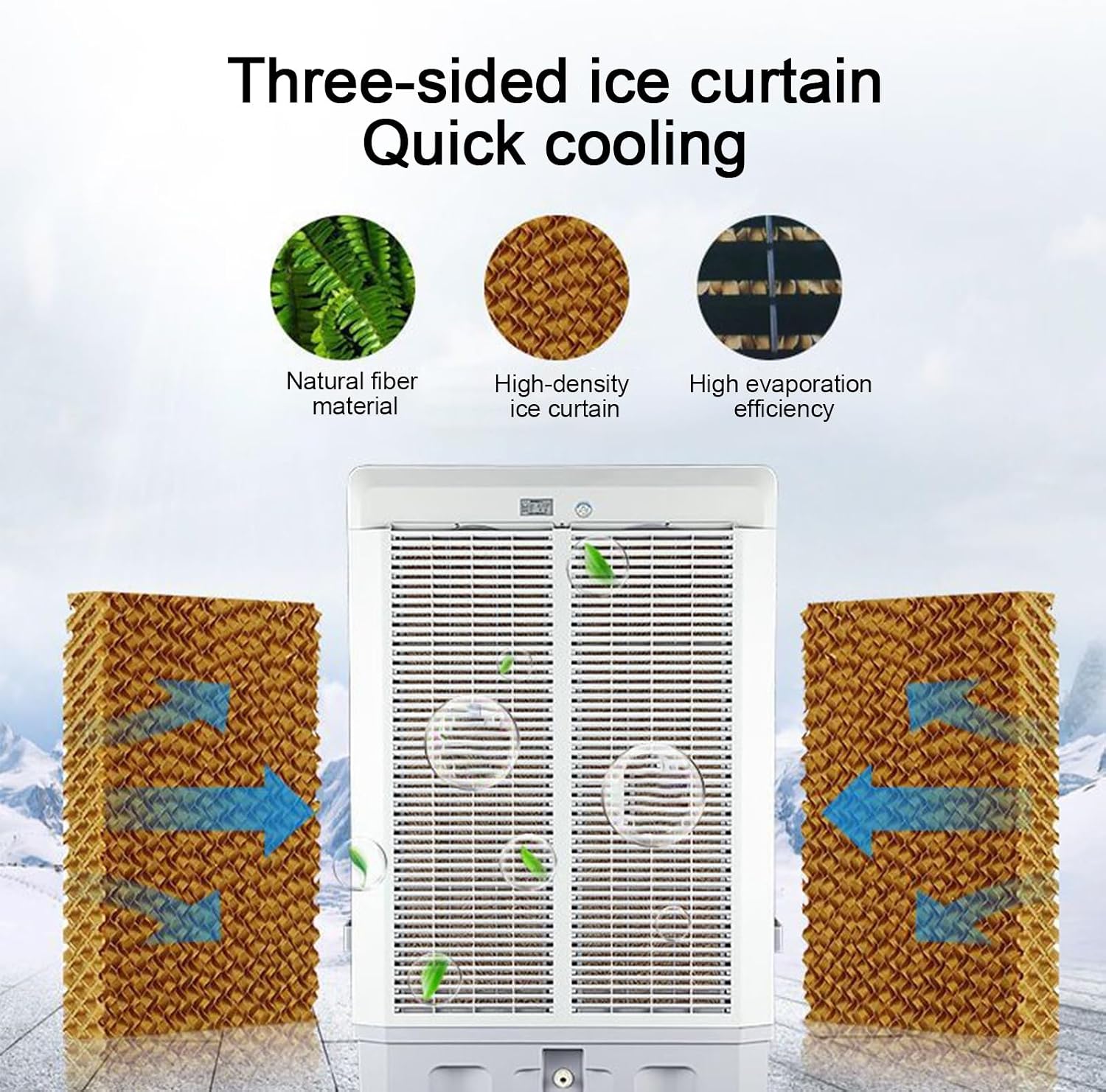  Refroidisseur D'air Par évaporation 6600 CFM Avec Réservoir D'eau De 12 Gallons, Télécommande, Minuterie De 12 Heures, 4 Compartiments à Glace, 3 Vitesses De Ventilation Pour Une Utilisation Intérie
