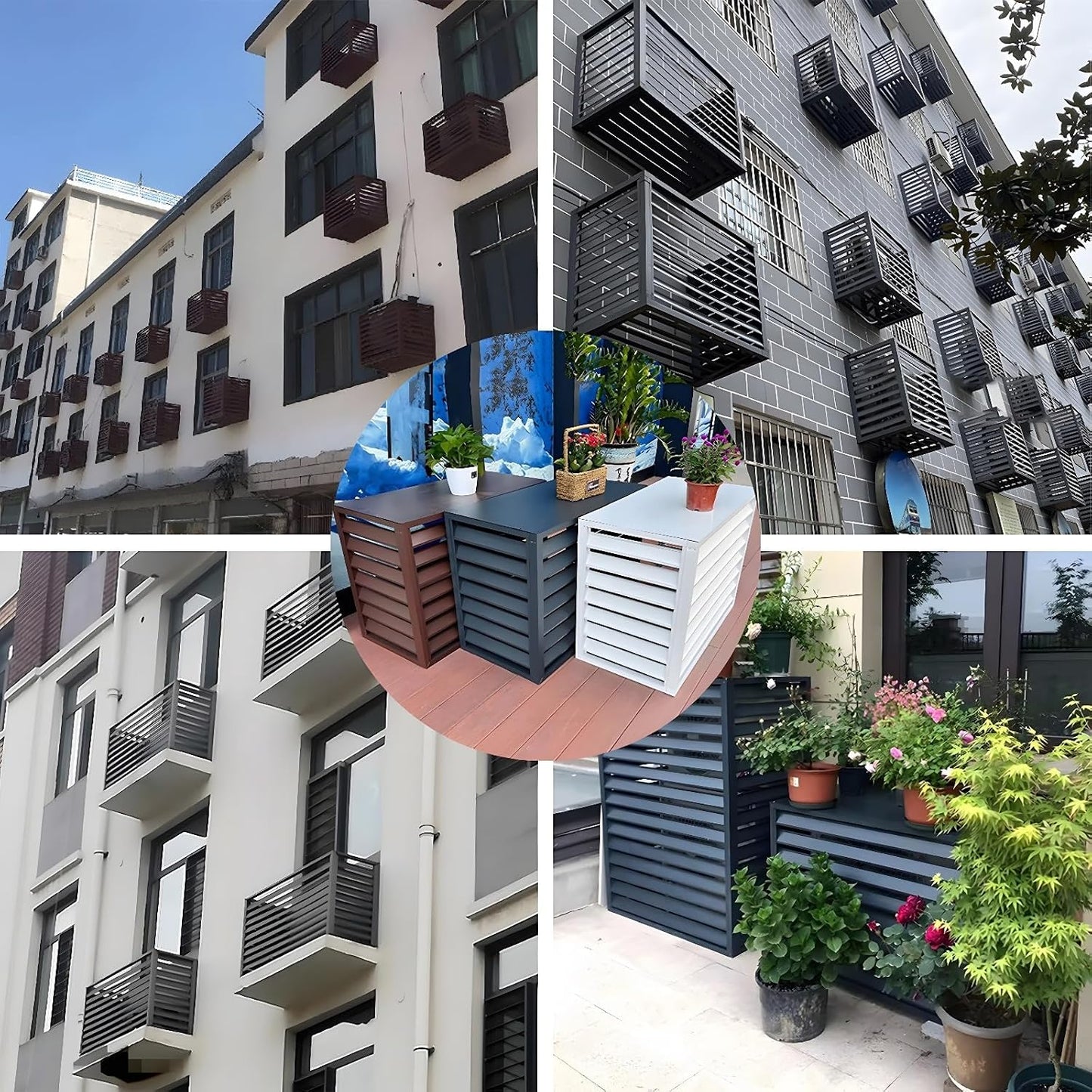 GENERIC Housse De Climatiseur D'extérieur En Aluminium – Antirouille Avec Persiennes – Design Autonome Pour Protéger Contre La Déformation, Idéale Pour Les Patios Et Les Cours.