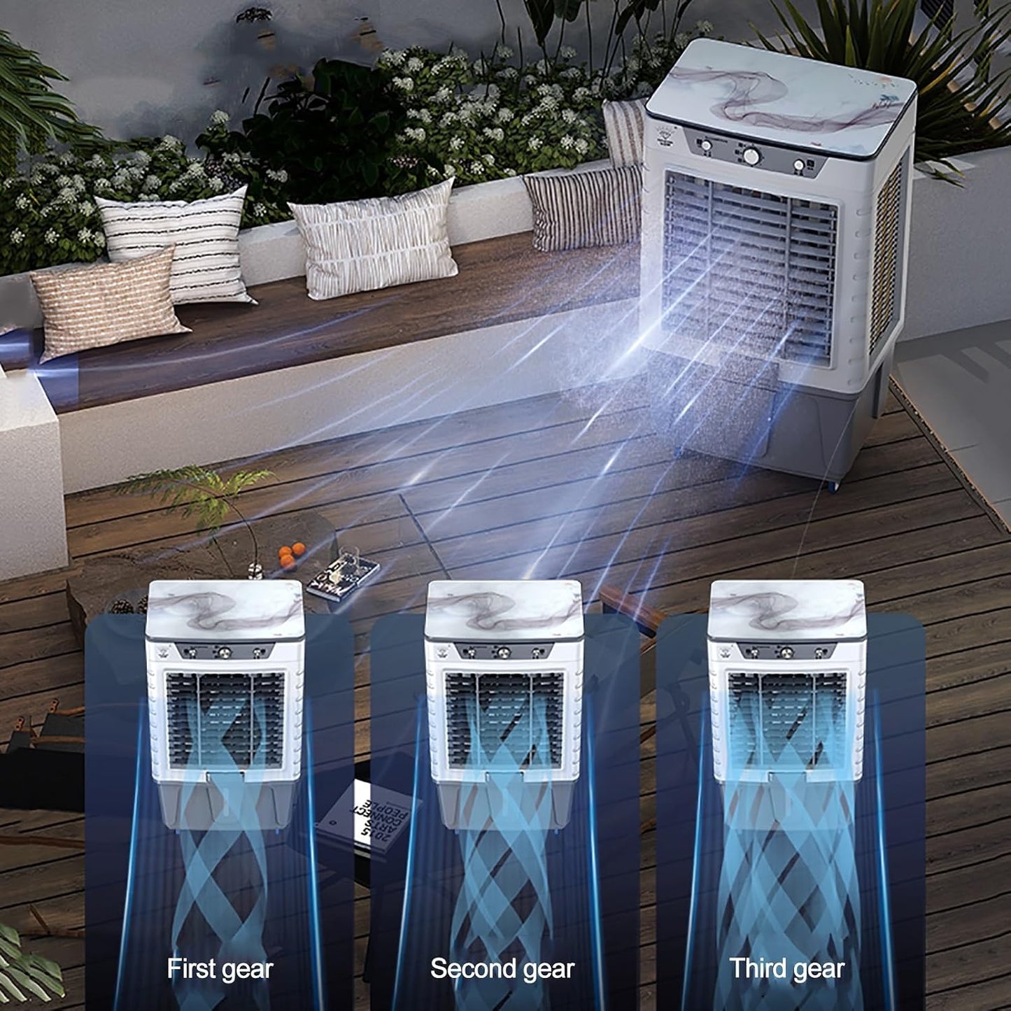  Climatiseur Par évaporation 3 Vitesses, Refroidisseur D'air Portable Pour Pièce, Extérieur, Commercial, Bureau, Volume D'air De 7 000 M³/h