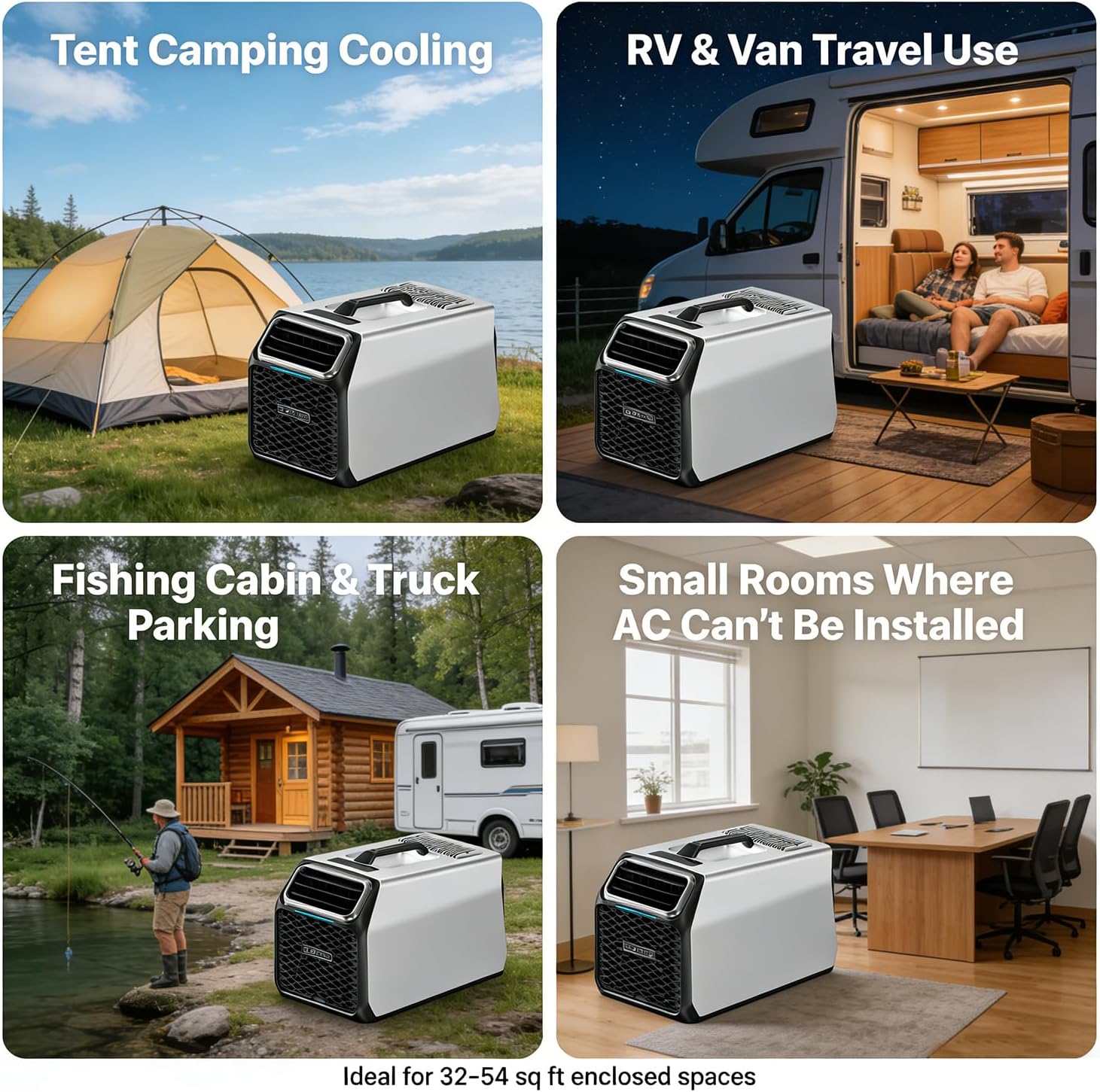  Climatiseur Portable Camping 3500 BTU Avec Vrai Compresseur, Climatiseur Mobile Silencieux Pour Tente, Camping-Car, Camion Et Voiture, Déshumidificateur Intégré & Mode Nuit Gray
