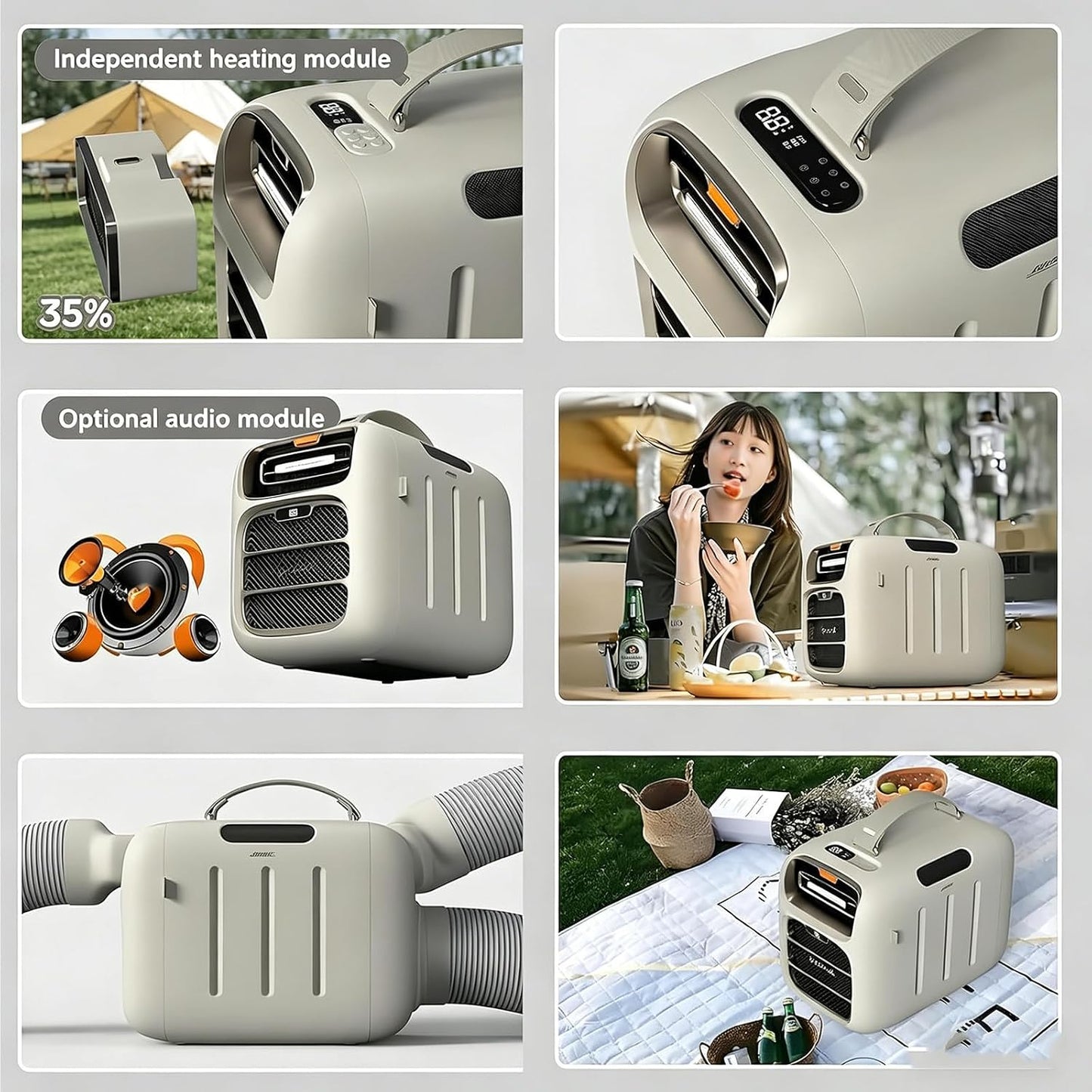 GENERIC Unité De Climatisation Portable Pour Camping RV, 500W Refroidissement Et Chauffage, Fonctionnement Silencieux Sous 42dB, Télécommande, Idéal Pour Les Tentes Petites Chambres, Réglage Rapide De La Temp