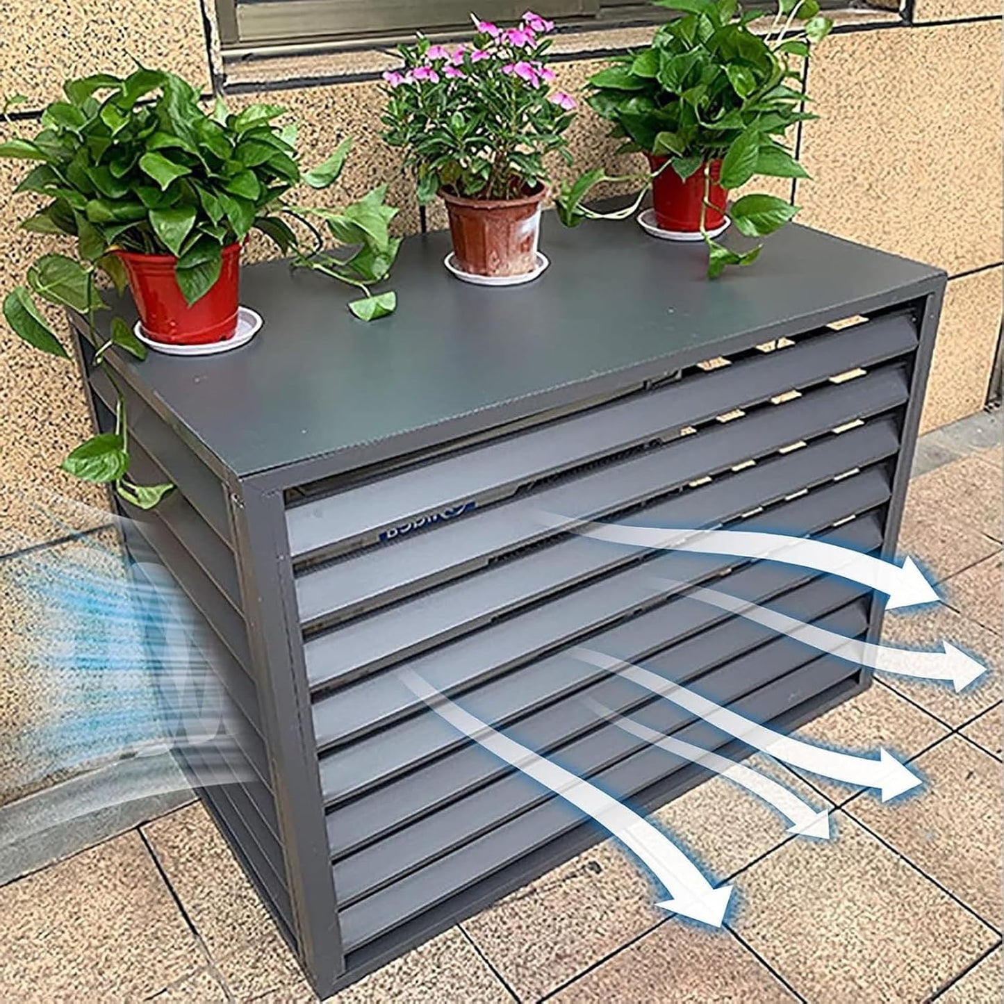 GENERIC Housse De Protection En Aluminium Robuste Pour Climatiseur Extérieur 1,5P/2 ~ 3P/5P - Pompes à Chaleur - Résistante Aux Intempéries - Protection Des Feuilles - Gris (120 X 70 X 150 Cm)