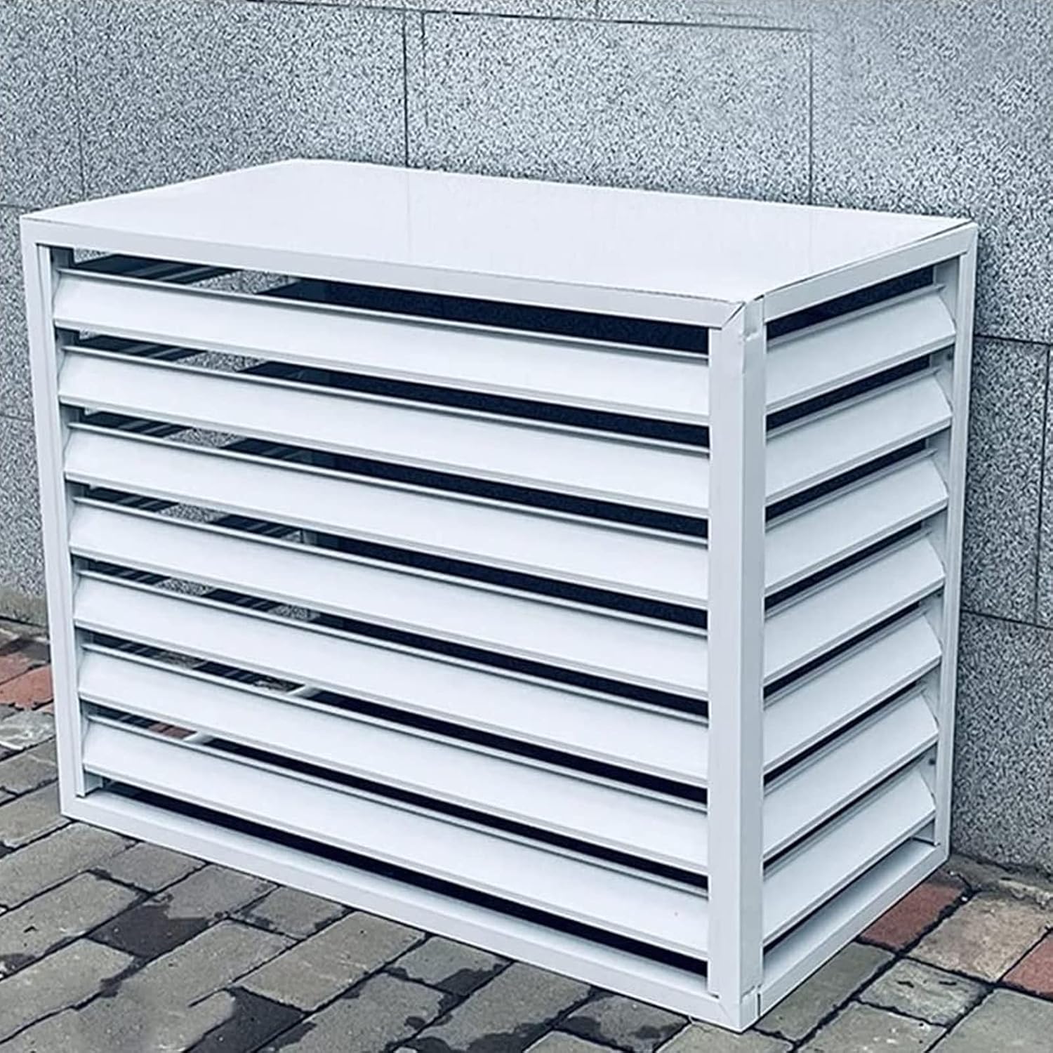 GENERIC Housse Robuste En Aluminium Pour Climatiseur – Clôture D'intimité Extérieure Avec Persiennes Pour Balcon Et Jardin – Blanc 4 Côtés Dimensions : 110 X 80 X 60 Cm