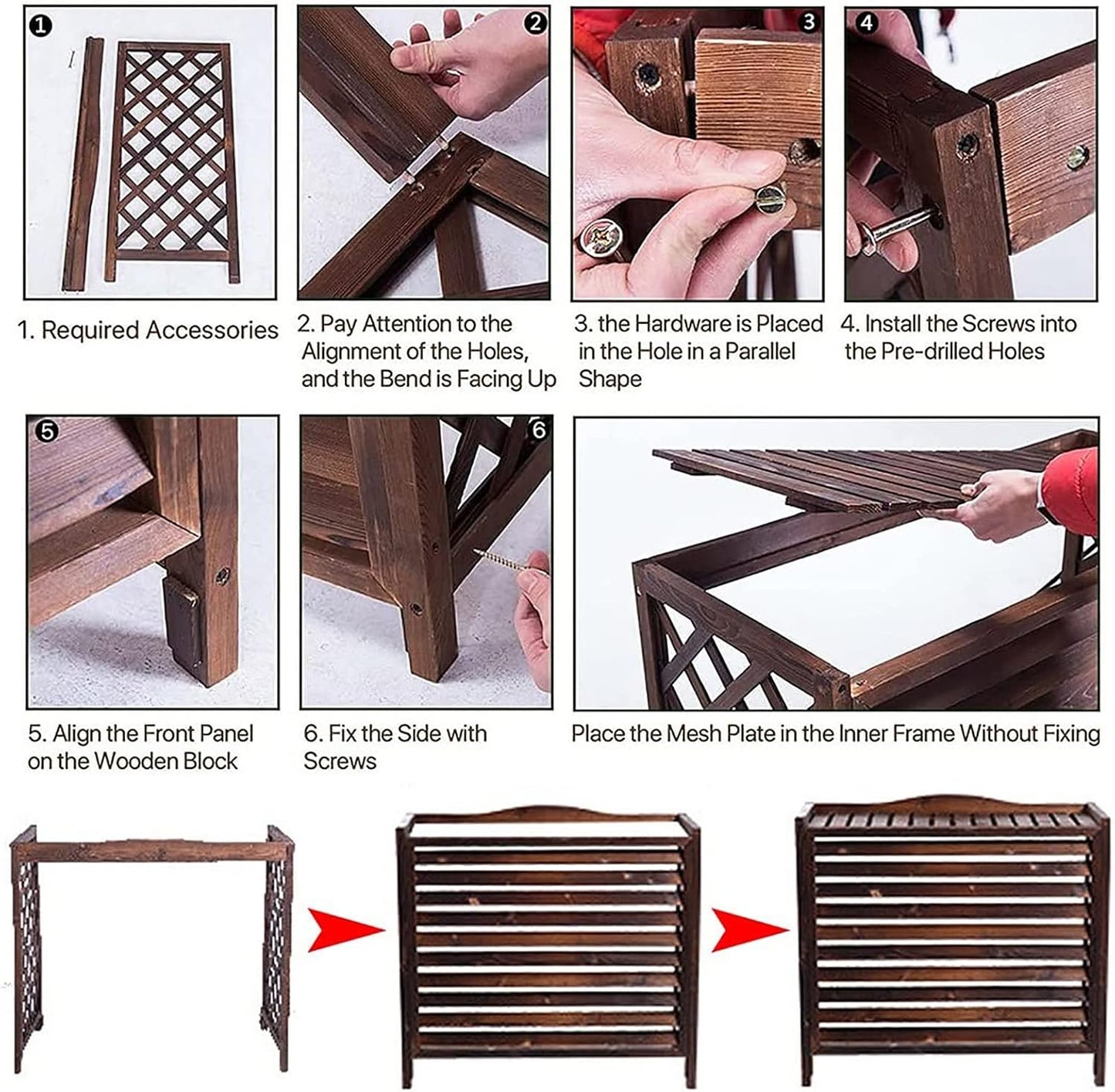  Housse De Protection Pour Climatiseur Extérieur – Clôture En Bois Et Support De Fleurs En Bois Massif Pour Climatisation Extérieure