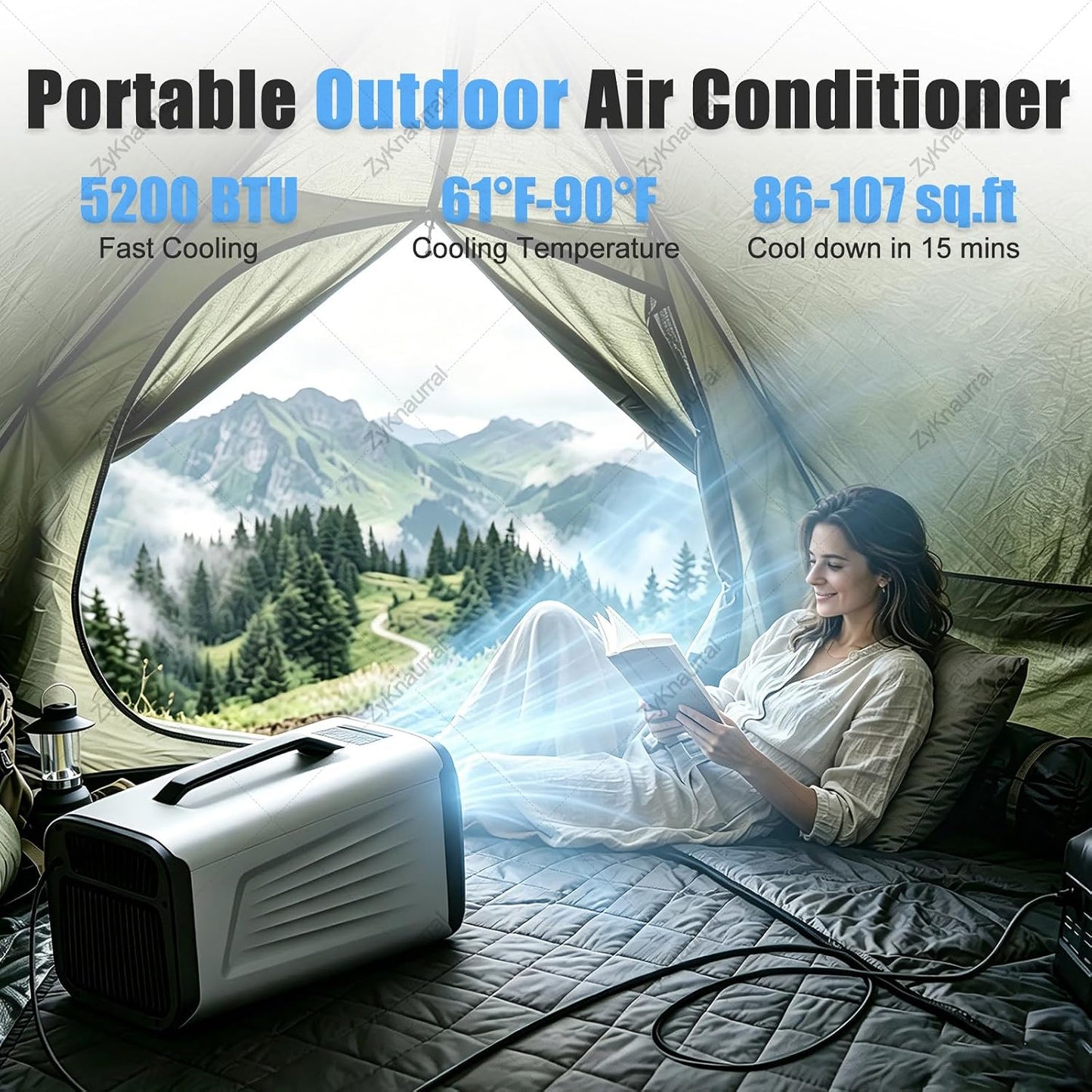  Climatiseur Mobile Pour Tente De Camping, Climatiseur Portable Basse Consommation Avec Déshumidification, Refroidissement Rapide, Pour Les Pique-Niques, Les Camions, Et Les Fourgonnettes. 24V/220V