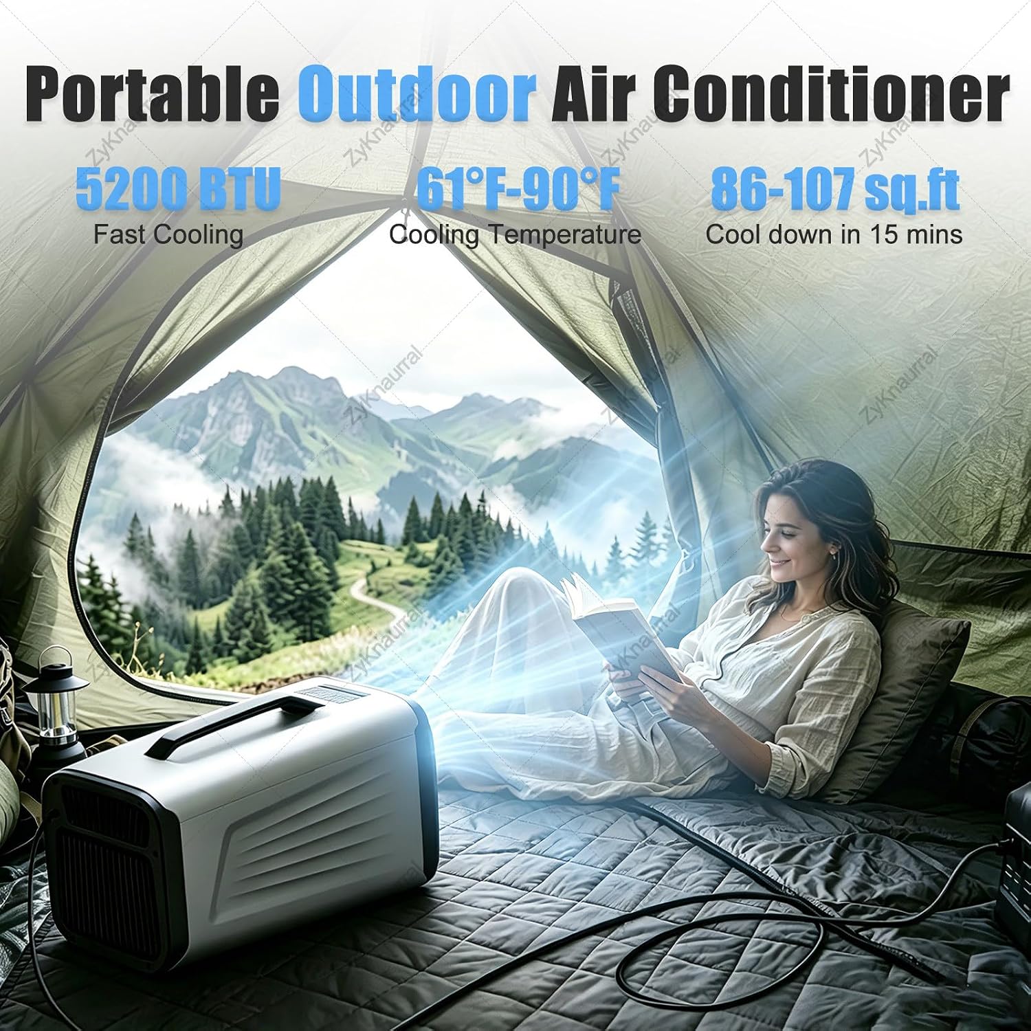  Climatiseur Mobile Pour Tente De Camping, Climatiseur Portable Basse Consommation Avec Déshumidification, Refroidissement Rapide, Pour Les Pique-Niques, Les Camions, Et Les Fourgonnettes. 24V/220V